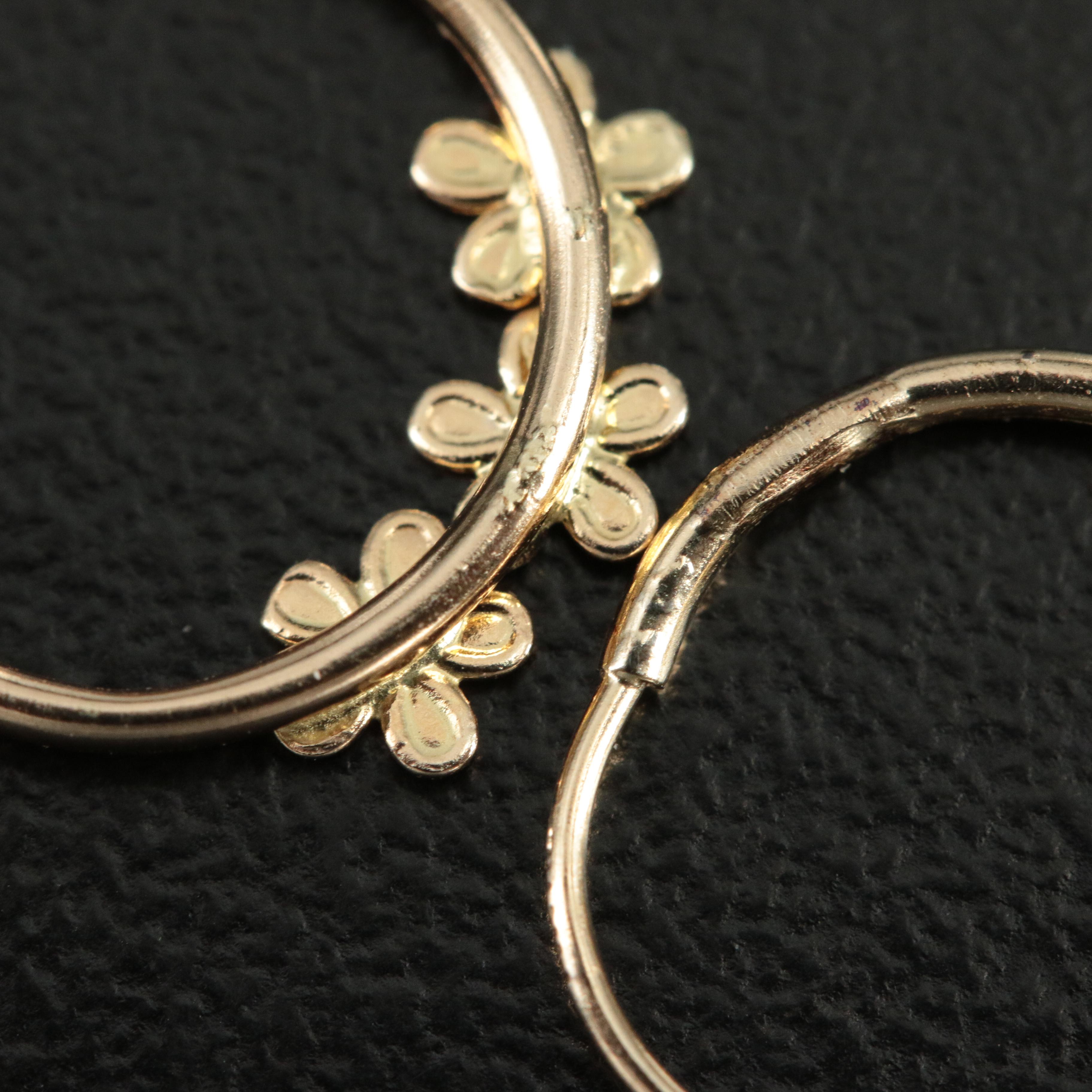 14K Floral Hoop Earrings
