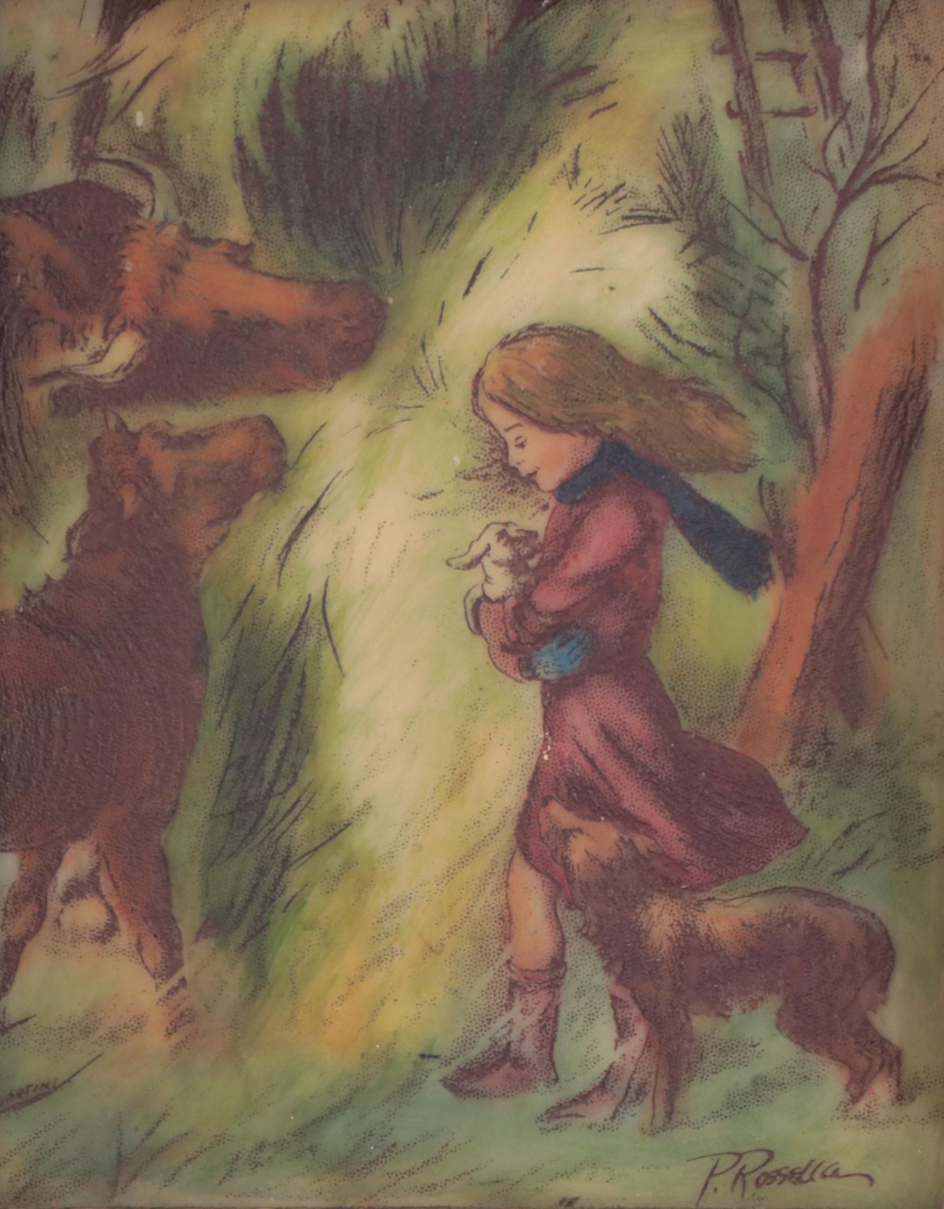 Artini Arts Inc. Hand-Painted Etched Resin Panel of Pastoral Scene