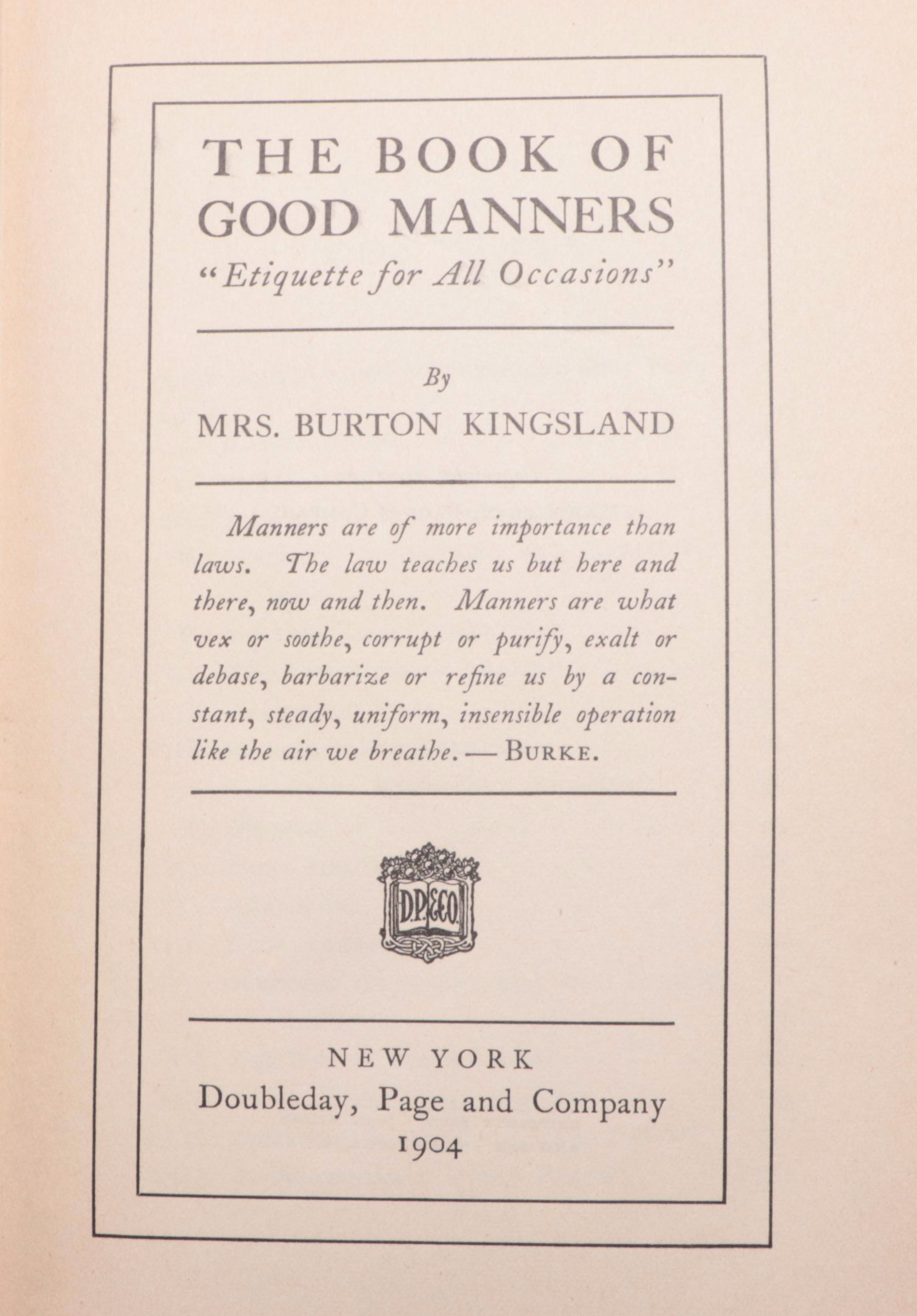 Illustrated "Book of Etiquette" Set by Lillian Eichler with Other Etiquette Book