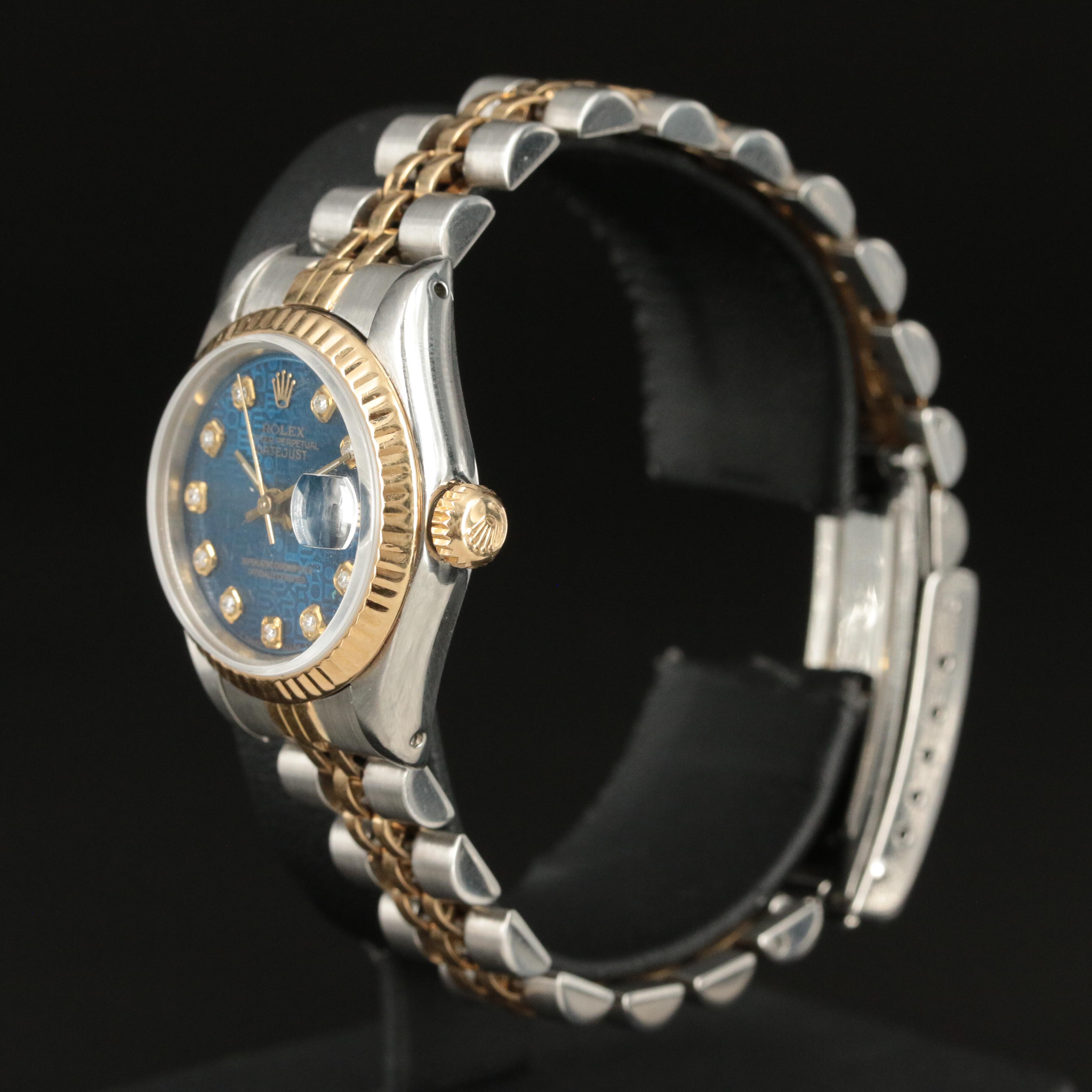 1983 Rolex Custom Diamond, Jubilee Blue Dial Datejust Watch