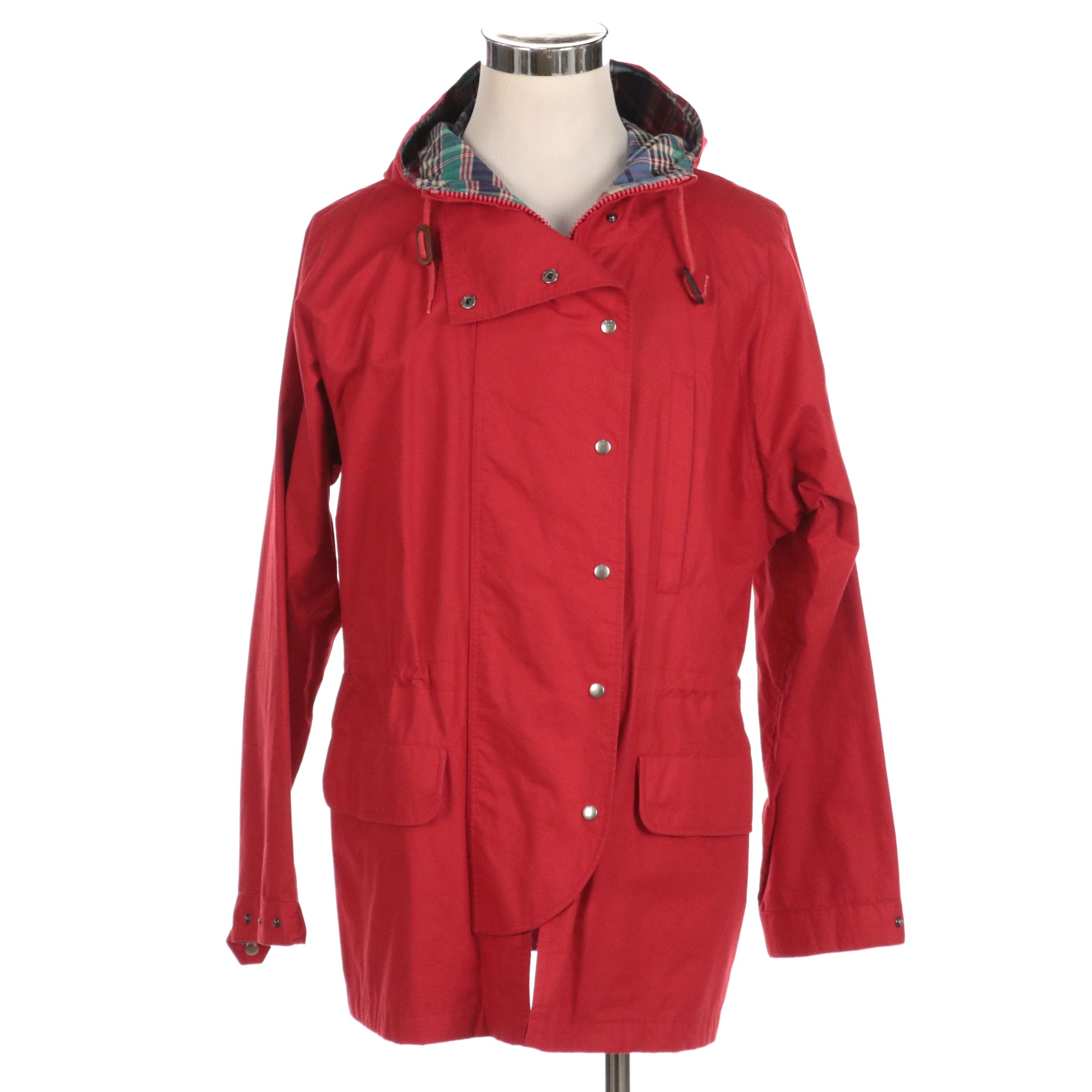 Men's Polo Ralph Lauren Red Rain Jacket with Plaid Madras Lining