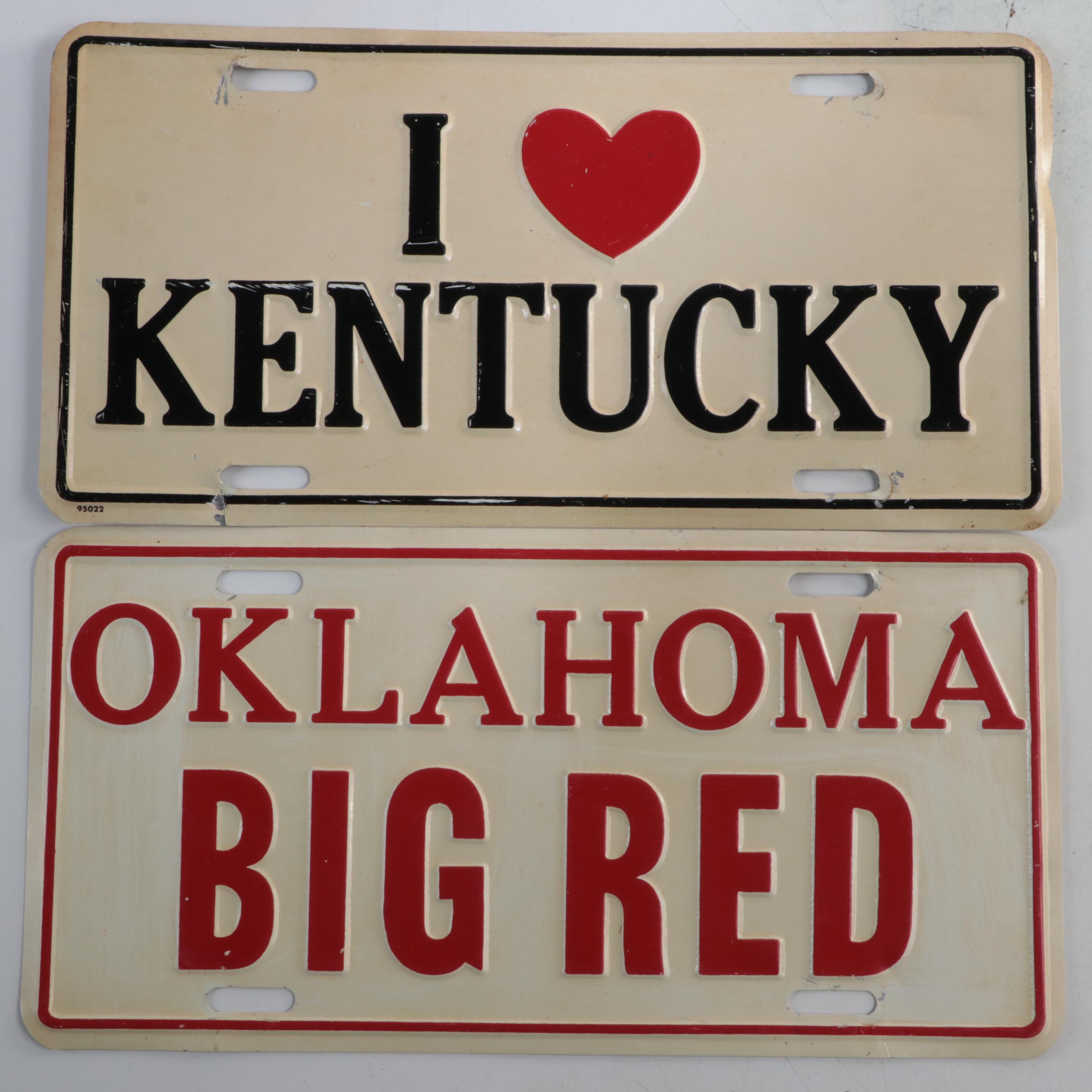 Tennessee, Oklahoma, Mississippi with Other Souvenir Vanity Car Plates