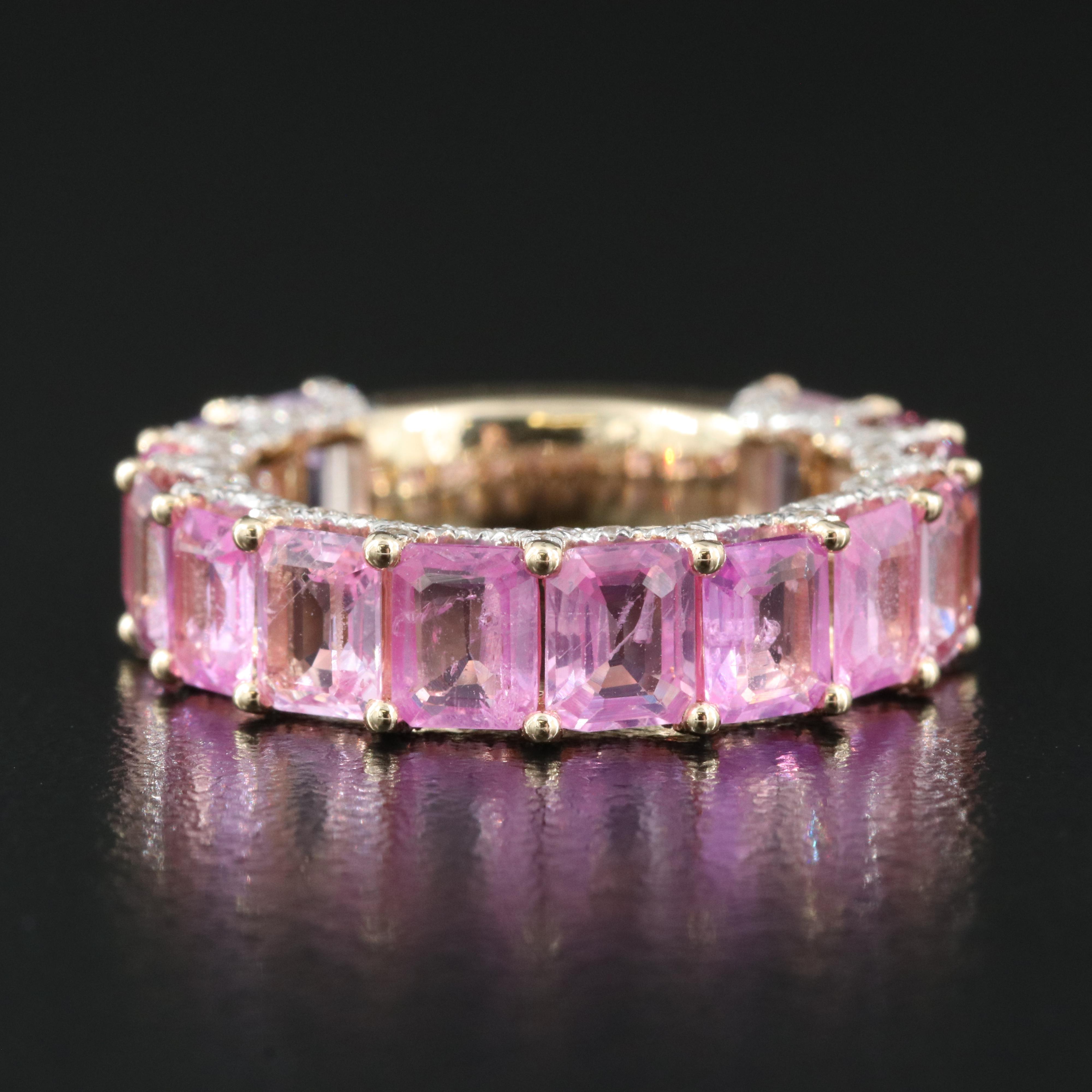 Oscar Friedman 14K 6.05 CTW Pink Sapphire and Diamond Band