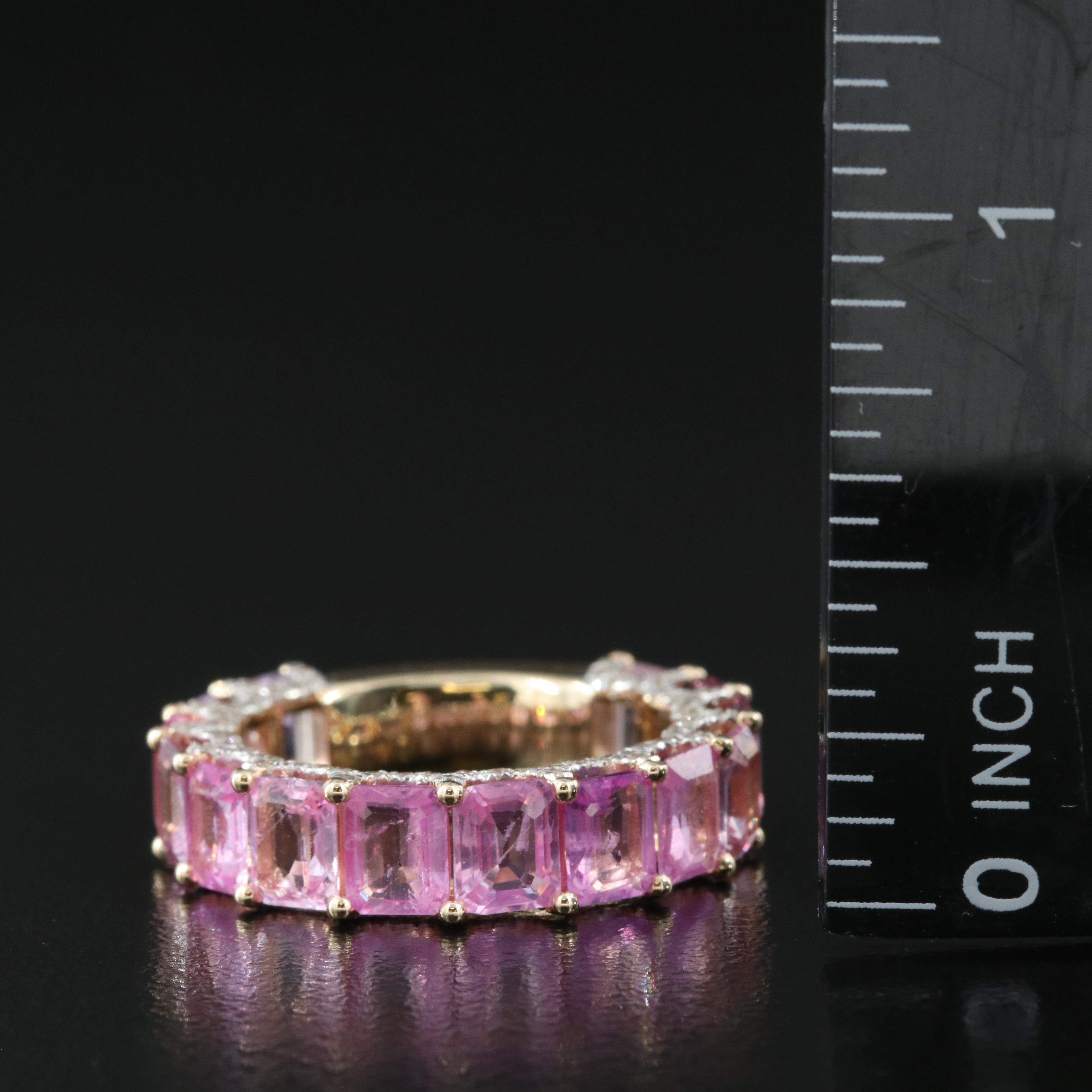 Oscar Friedman 14K 6.05 CTW Pink Sapphire and Diamond Band
