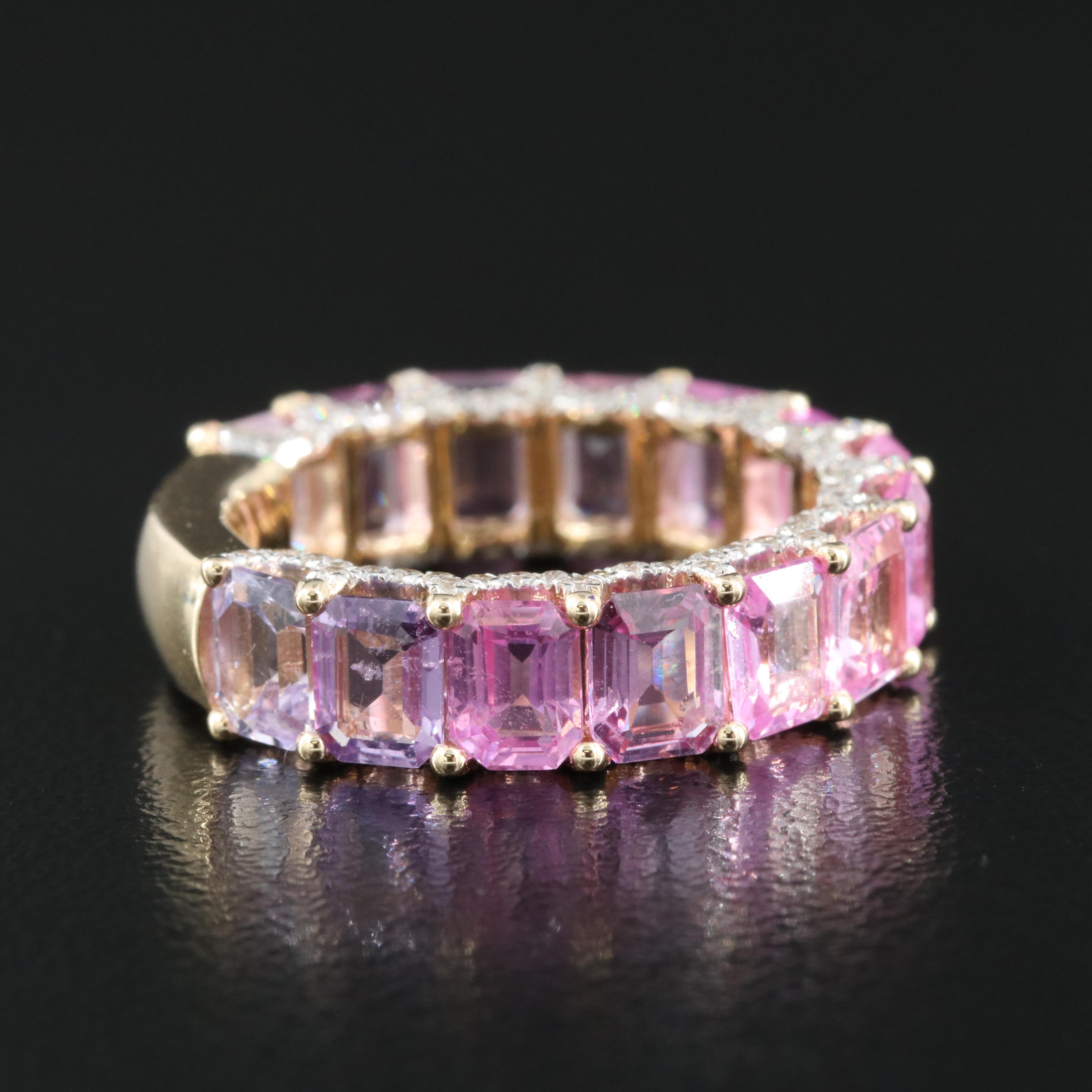 Oscar Friedman 14K 6.05 CTW Pink Sapphire and Diamond Band