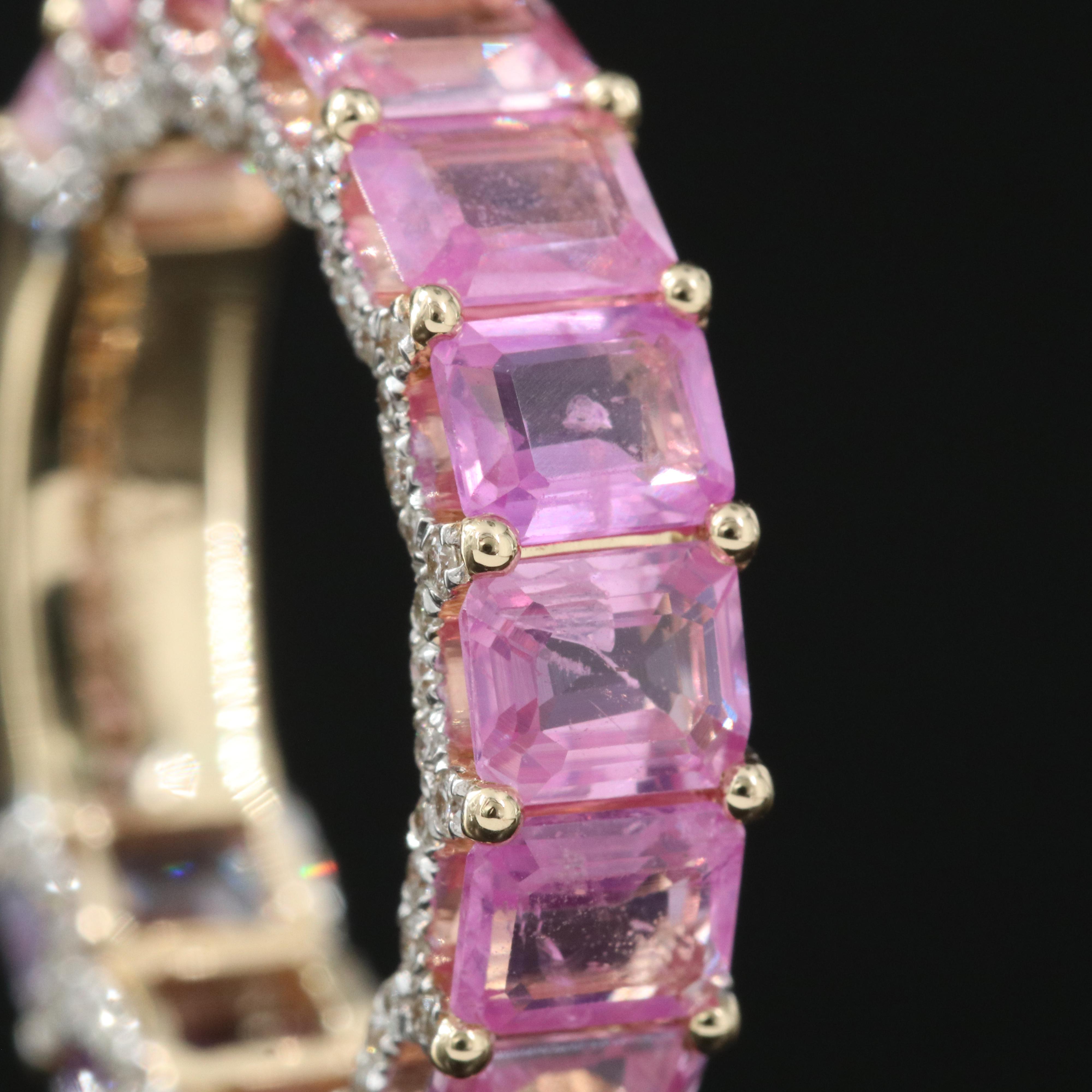 Oscar Friedman 14K 6.05 CTW Pink Sapphire and Diamond Band