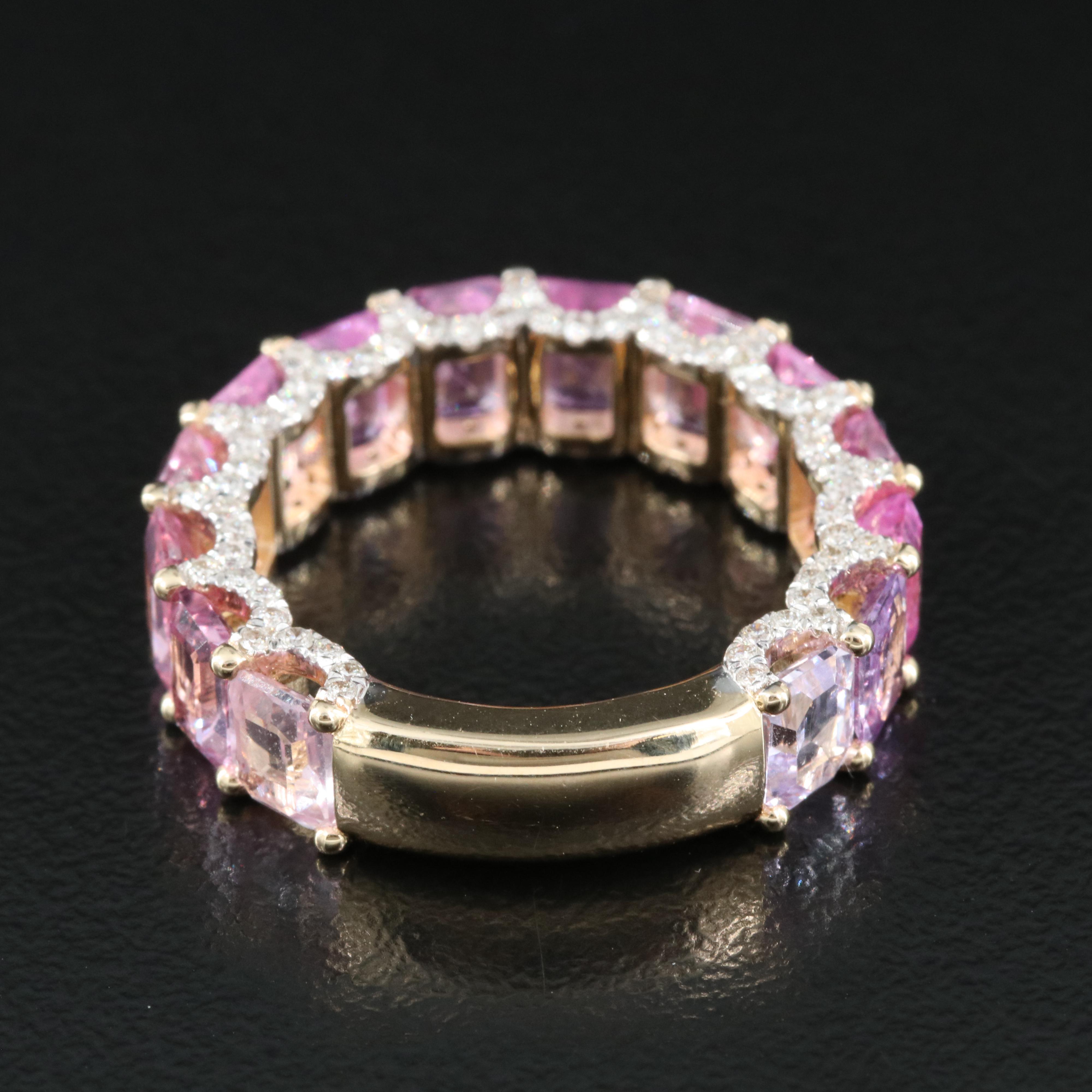 Oscar Friedman 14K 6.05 CTW Pink Sapphire and Diamond Band