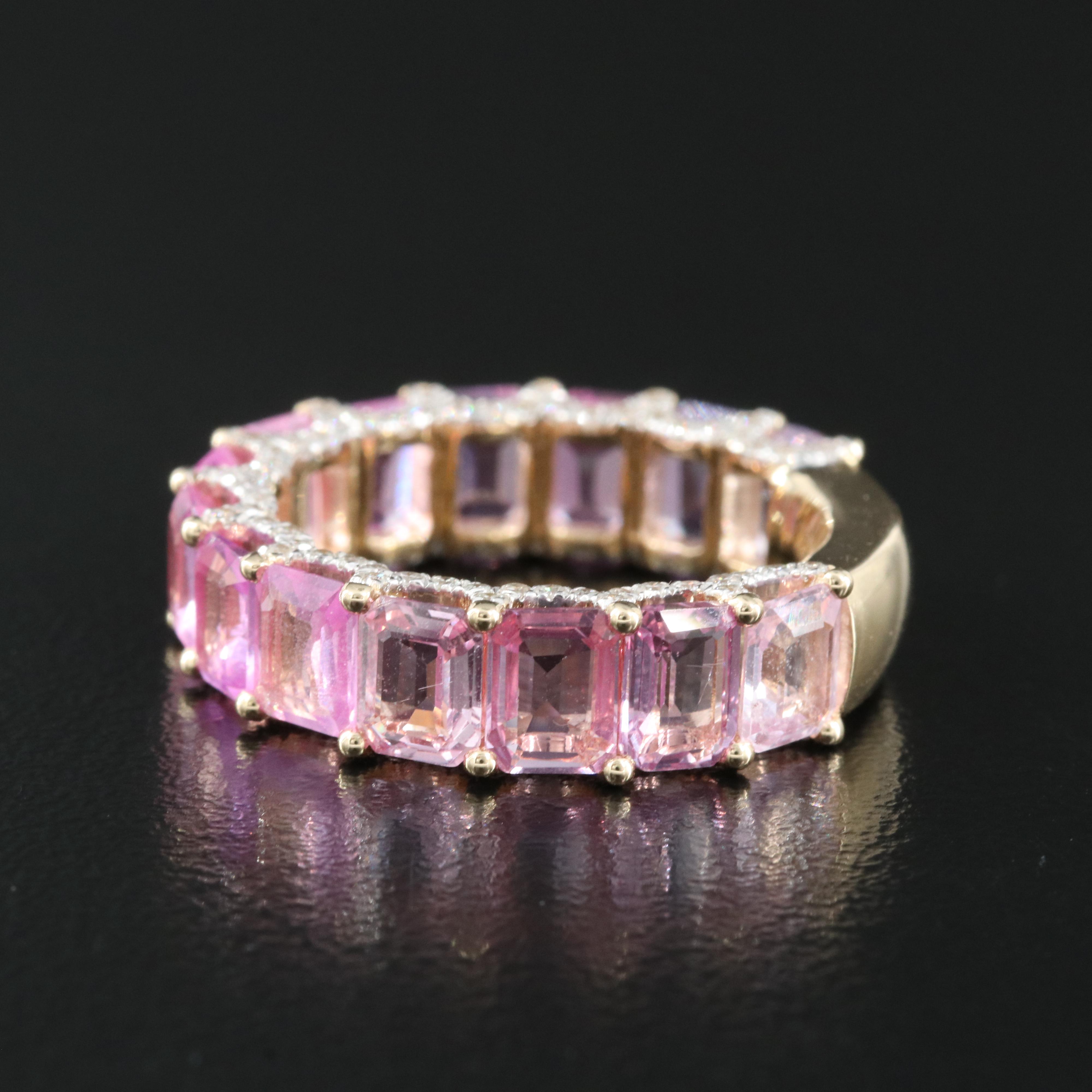 Oscar Friedman 14K 6.05 CTW Pink Sapphire and Diamond Band