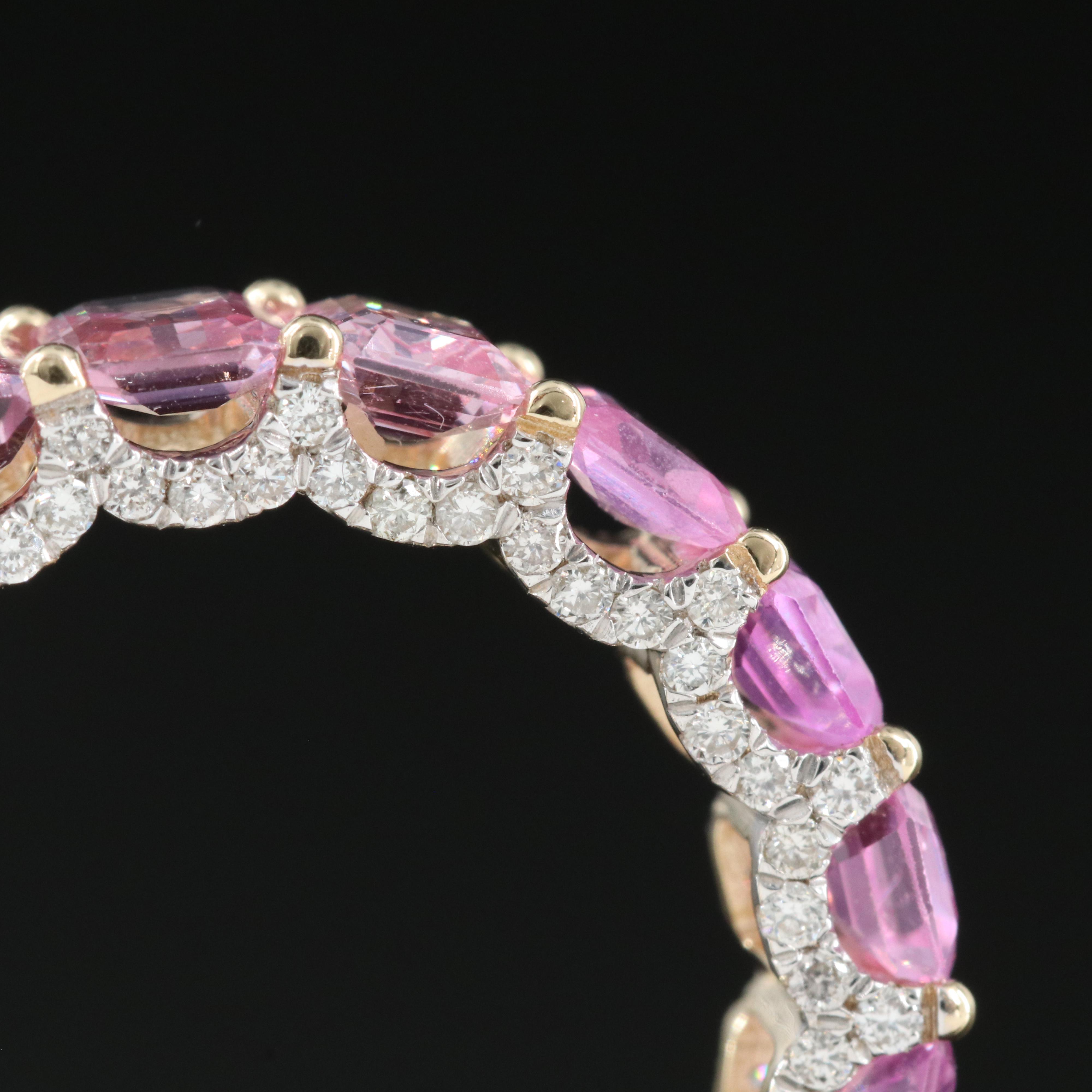 Oscar Friedman 14K 6.05 CTW Pink Sapphire and Diamond Band