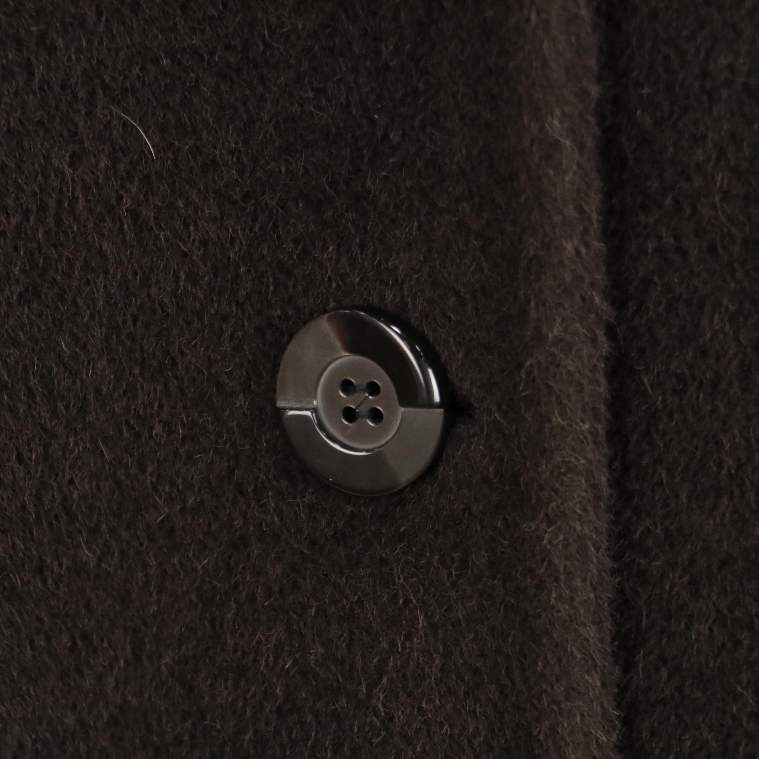 Ellen Tracy Button Front Coat in Chocolate Brown Alpaca and Wool
