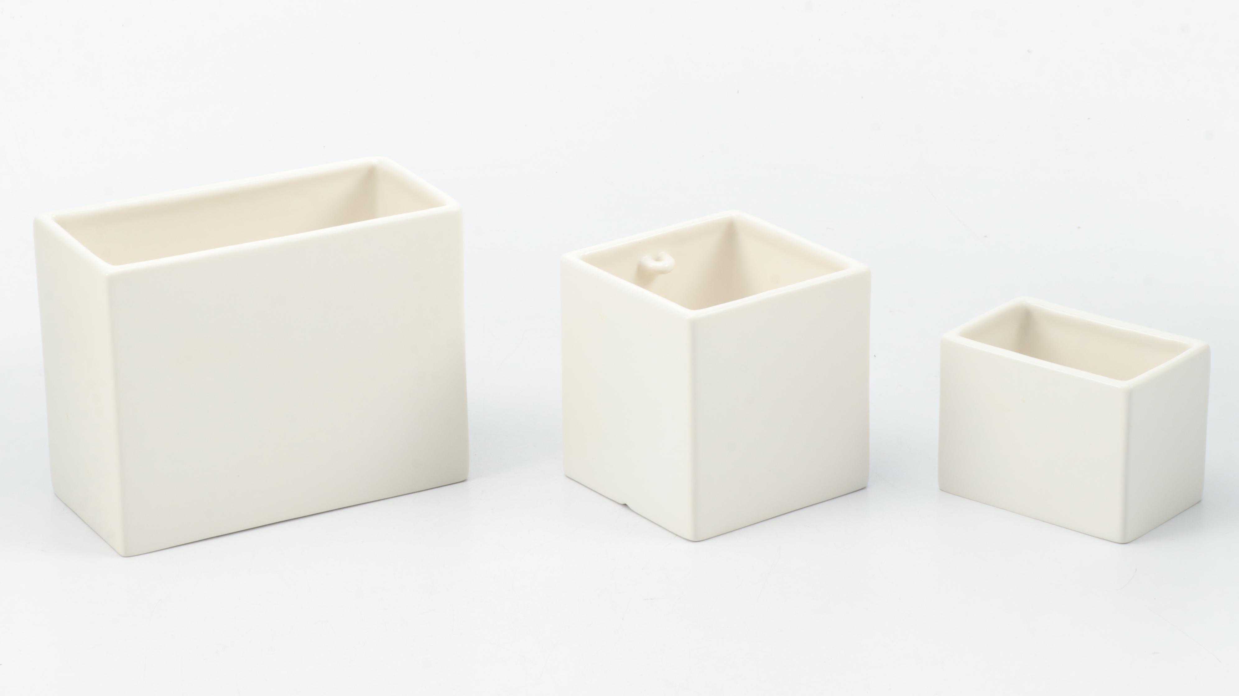 Red Envelope, Chambers Ceramic Square Planters With Metal Arrow Stand