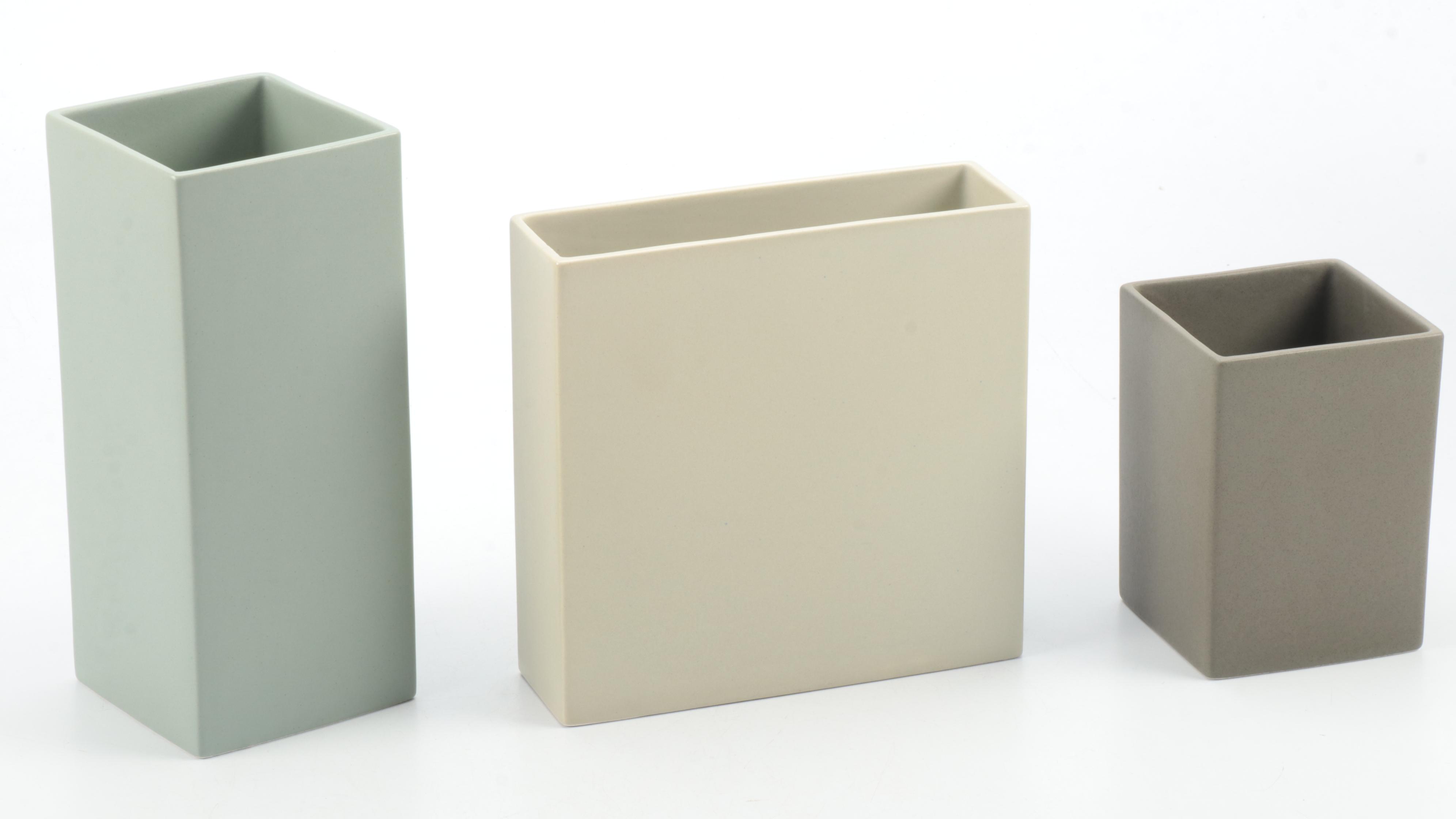 Red Envelope, Chambers Ceramic Square Planters With Metal Arrow Stand