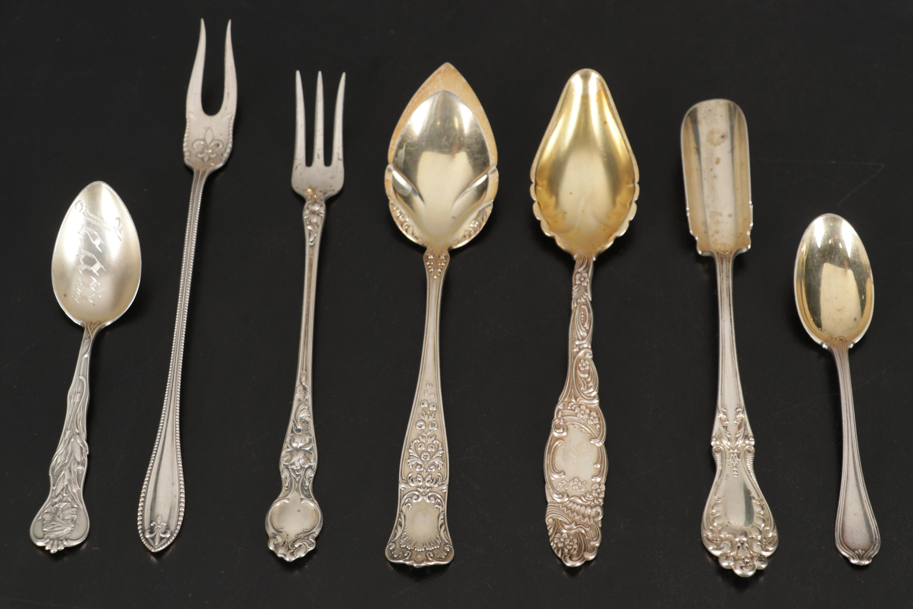 Sterling Cups and Utensils With M. Fred Hirsch Co. Sterling Silver Dish