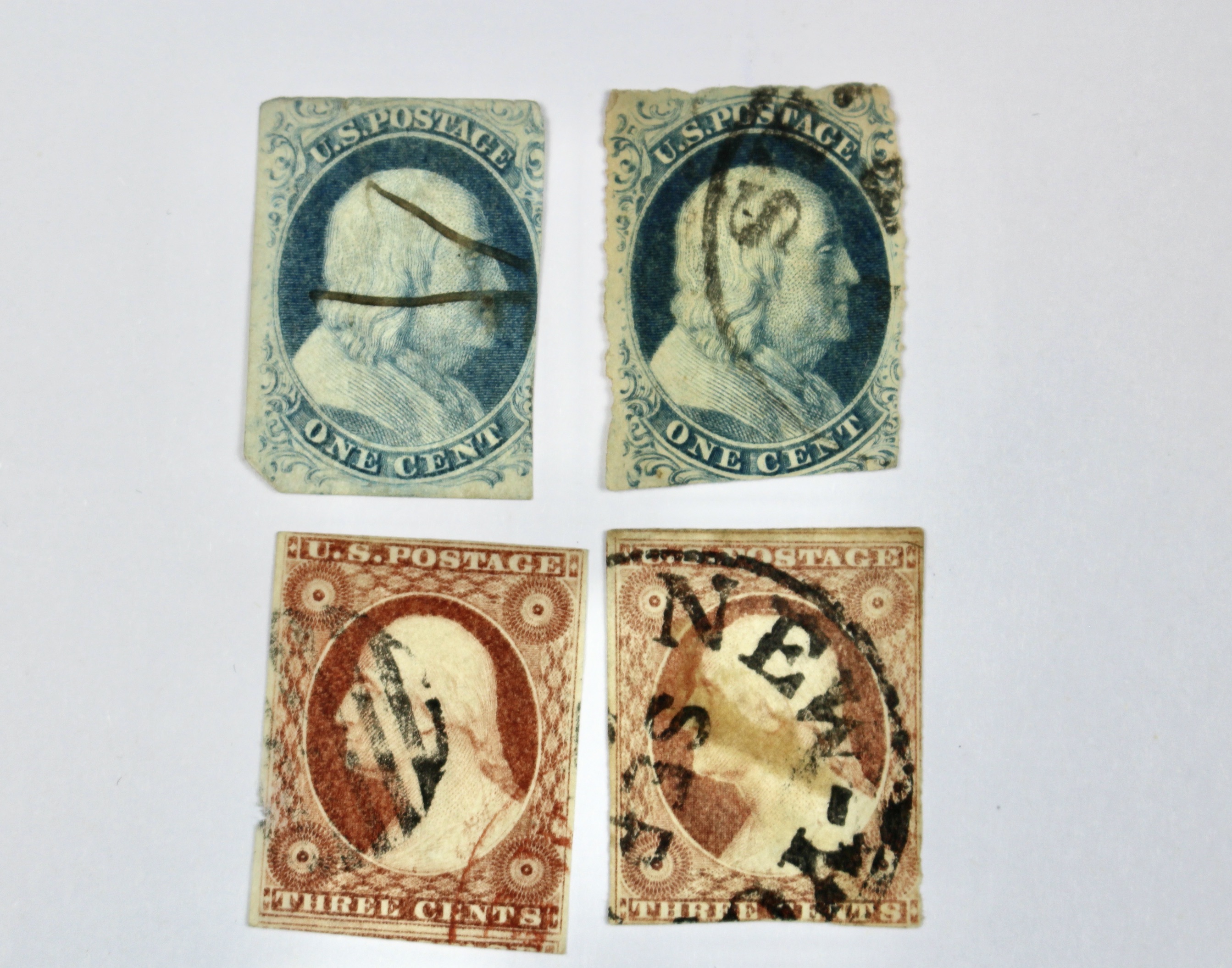Eight Early U.S. Postage Stamps