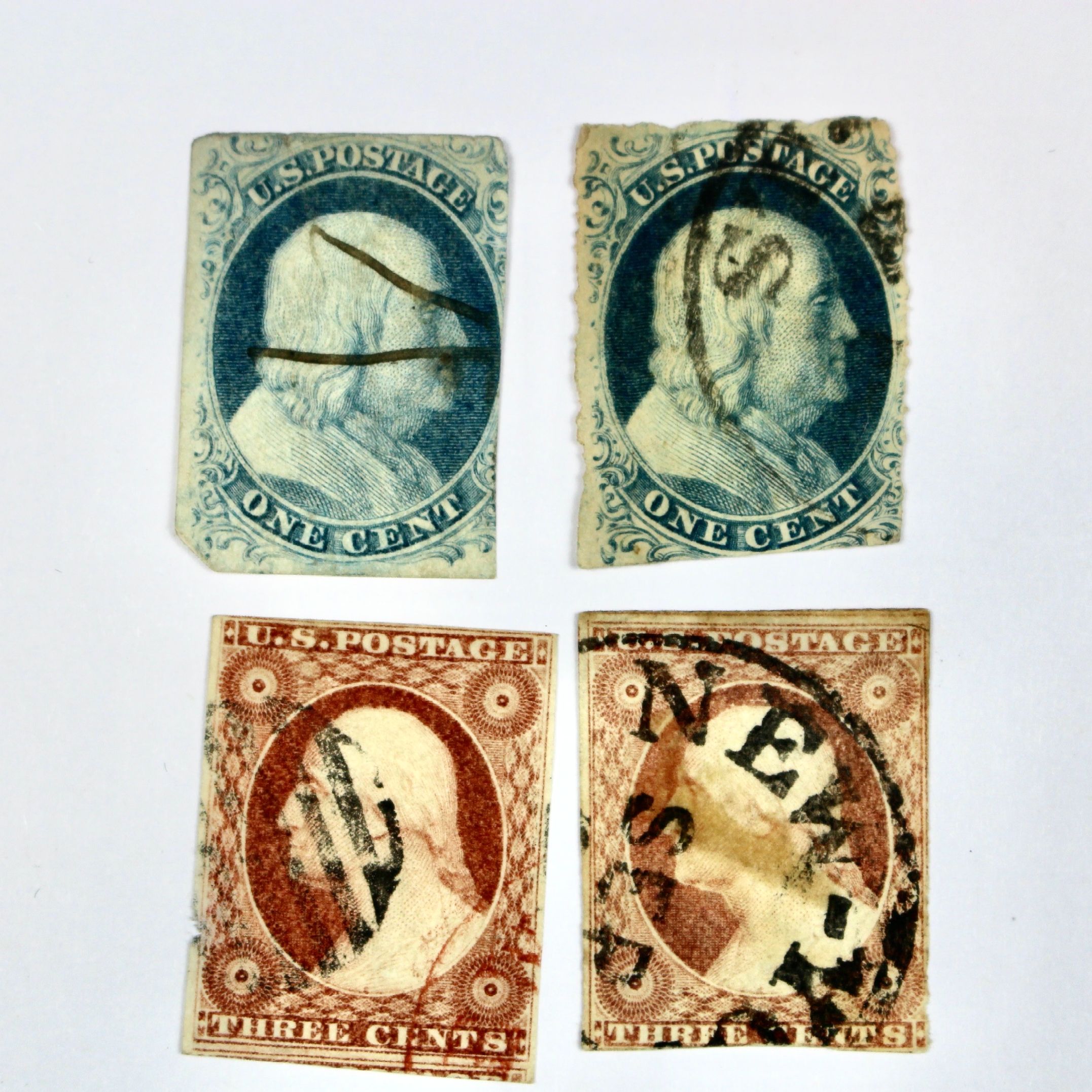 Eight Early U.S. Postage Stamps