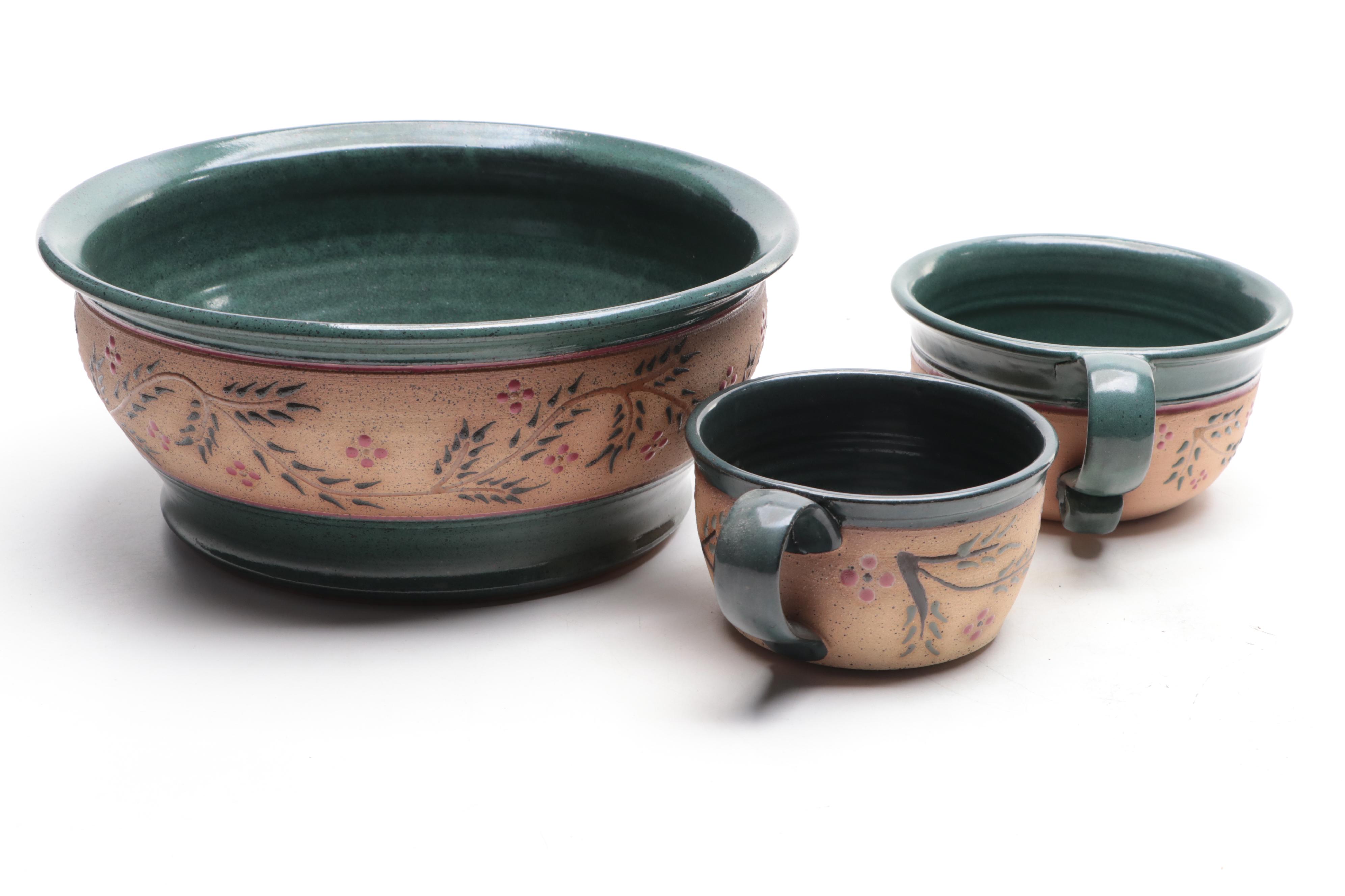 Jason Parsley Art Pottery Bowl, Mugs, and Platter