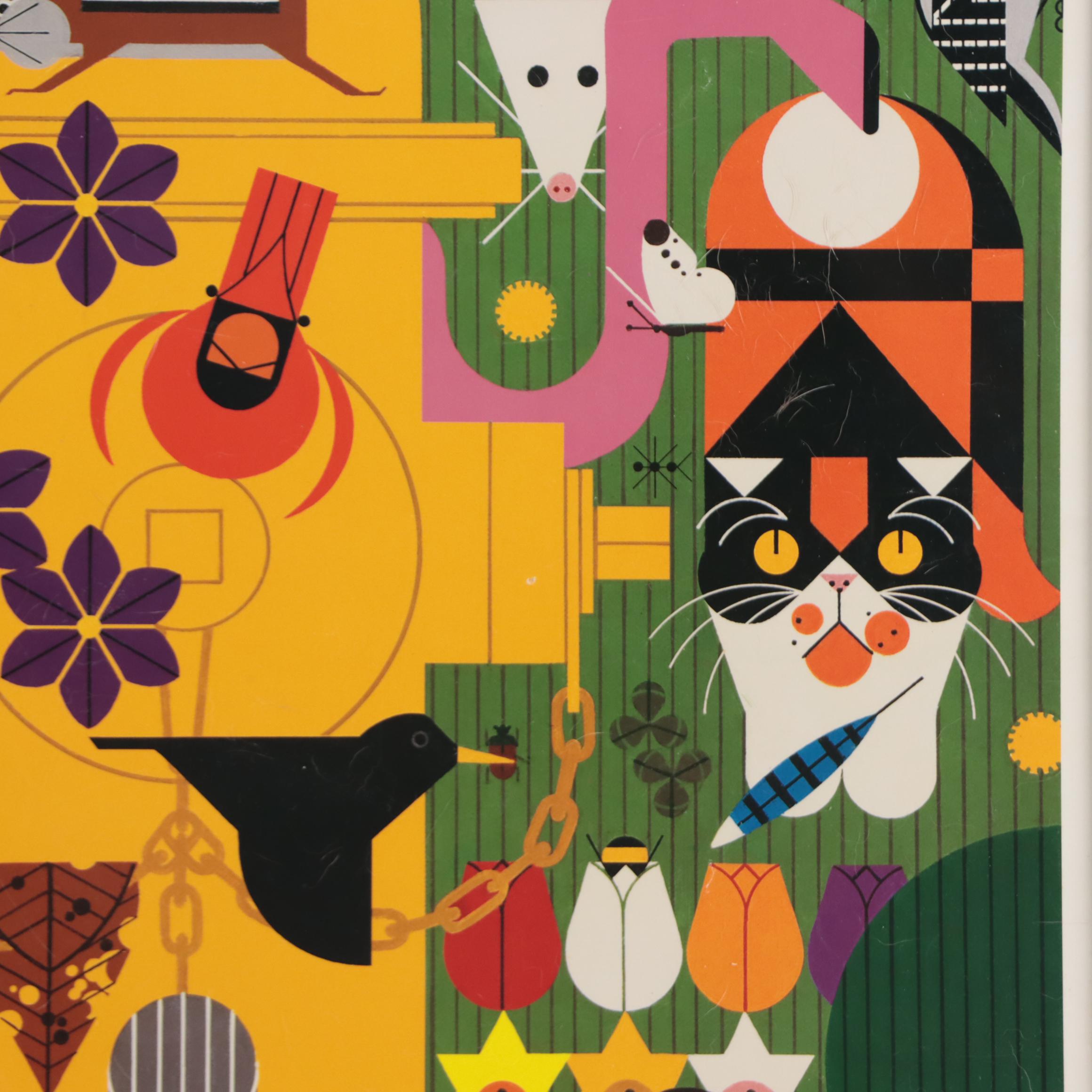 Charley Harper Offset Lithograph Poster "Biodiversity in the Burbs," 1996