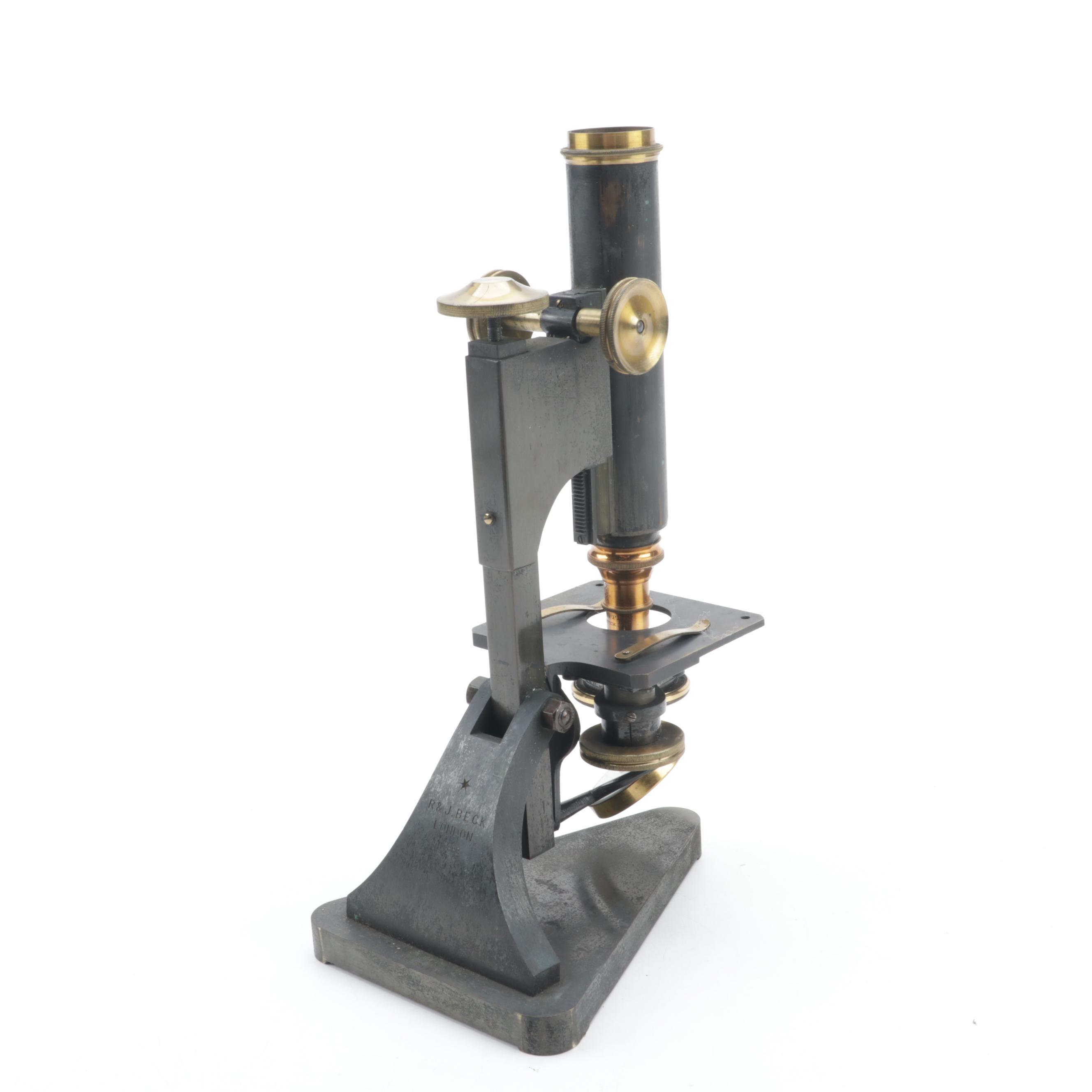 R&J Beck Early Field Microscope With Griffith Eyepieces and Crate, Late 19th C