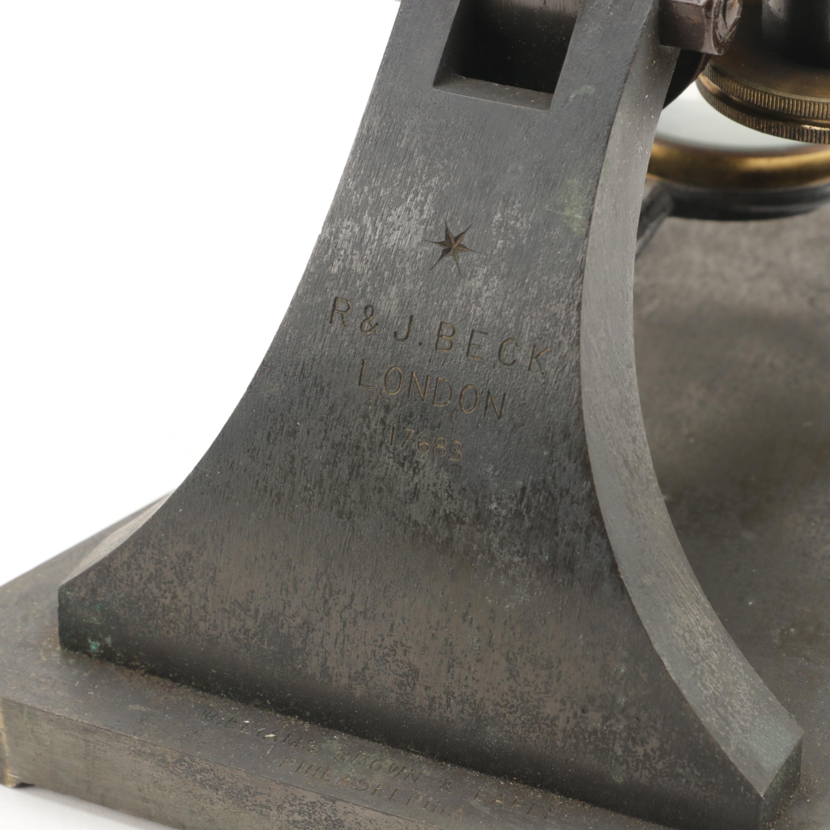 R&J Beck Early Field Microscope With Griffith Eyepieces and Crate, Late 19th C