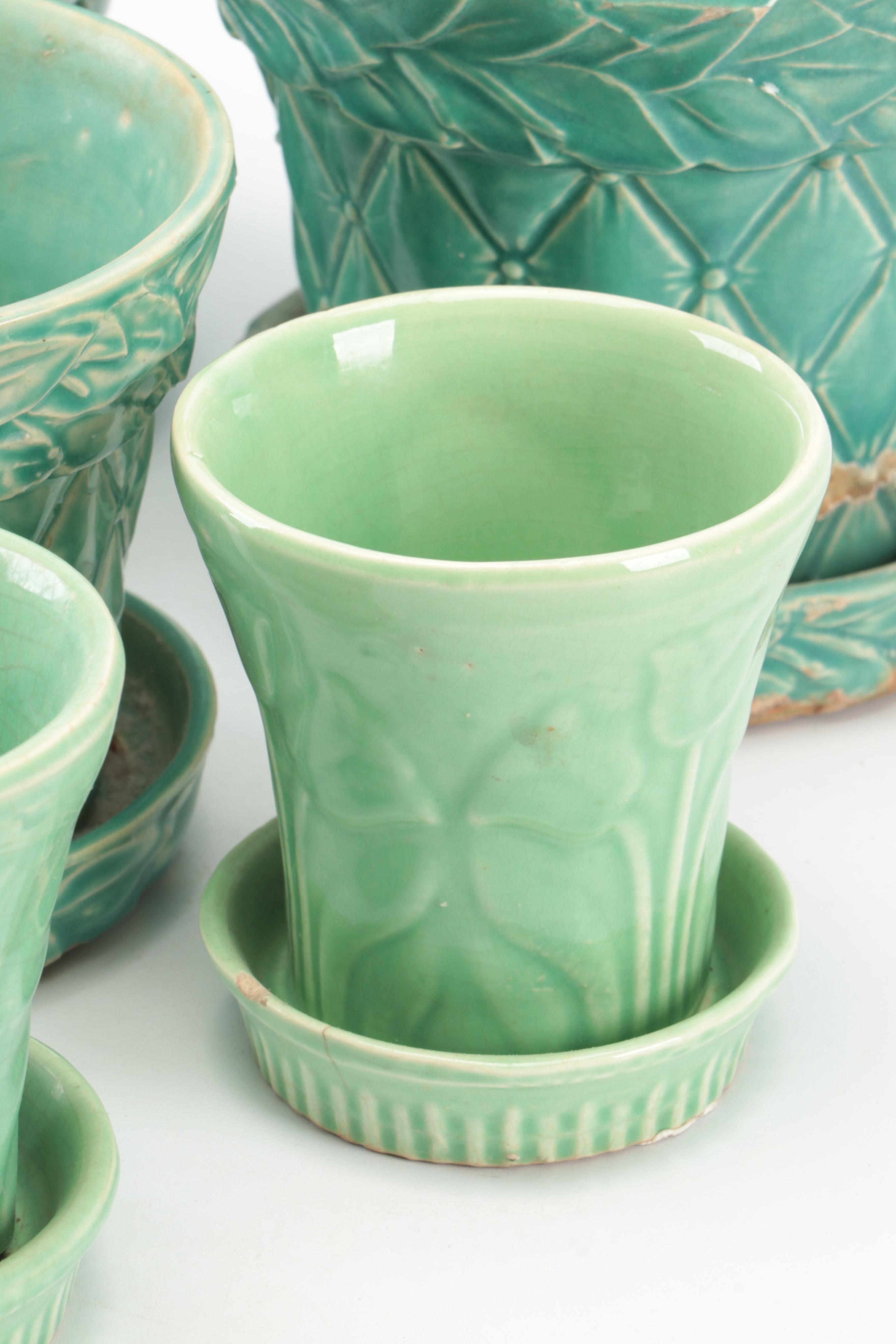 McCoy Pottery with Other Ceramic Planters, Mid-20th Centruy