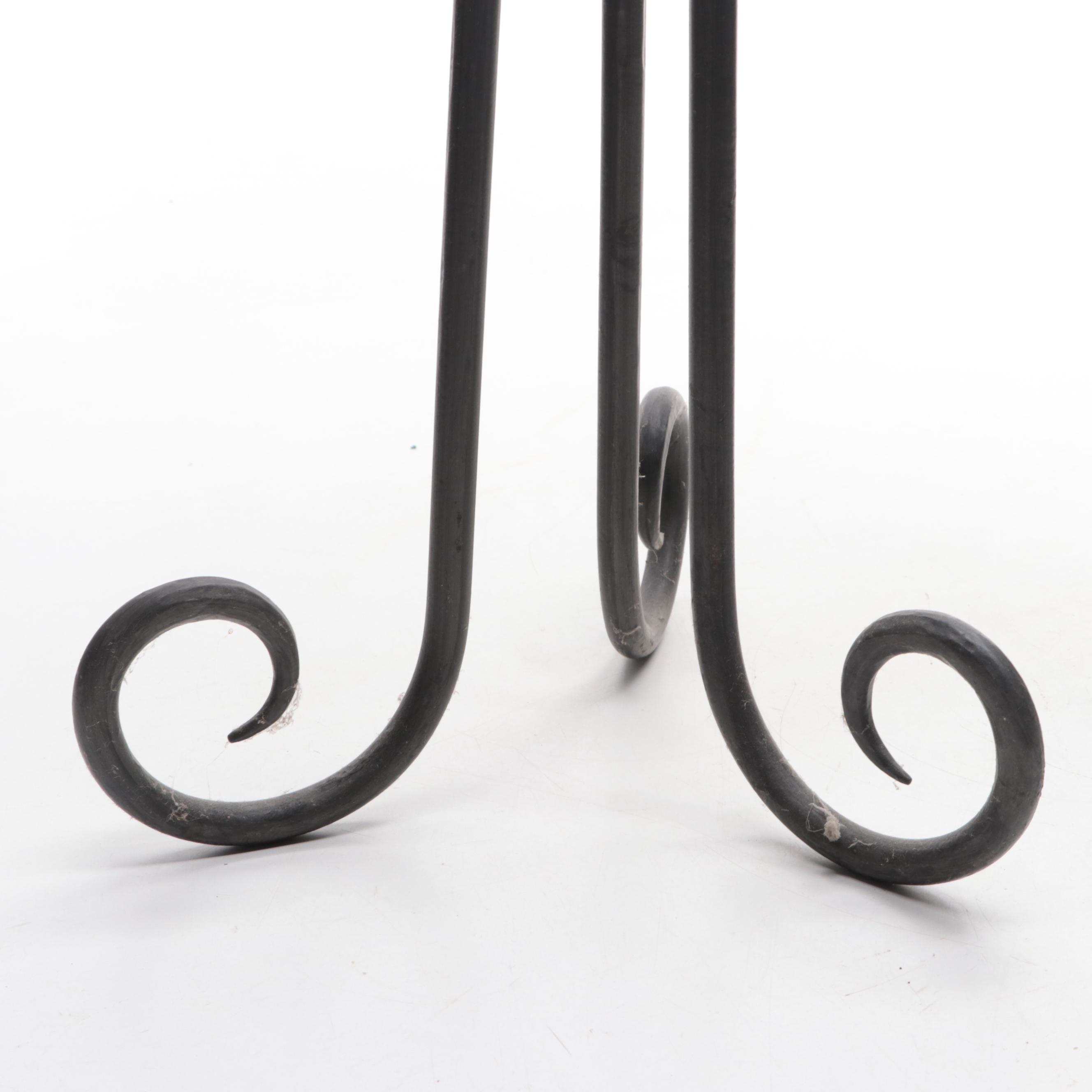 Wrought Iron Pillar Candle Holders with Spiral Wire Wheat Sheaf Votives