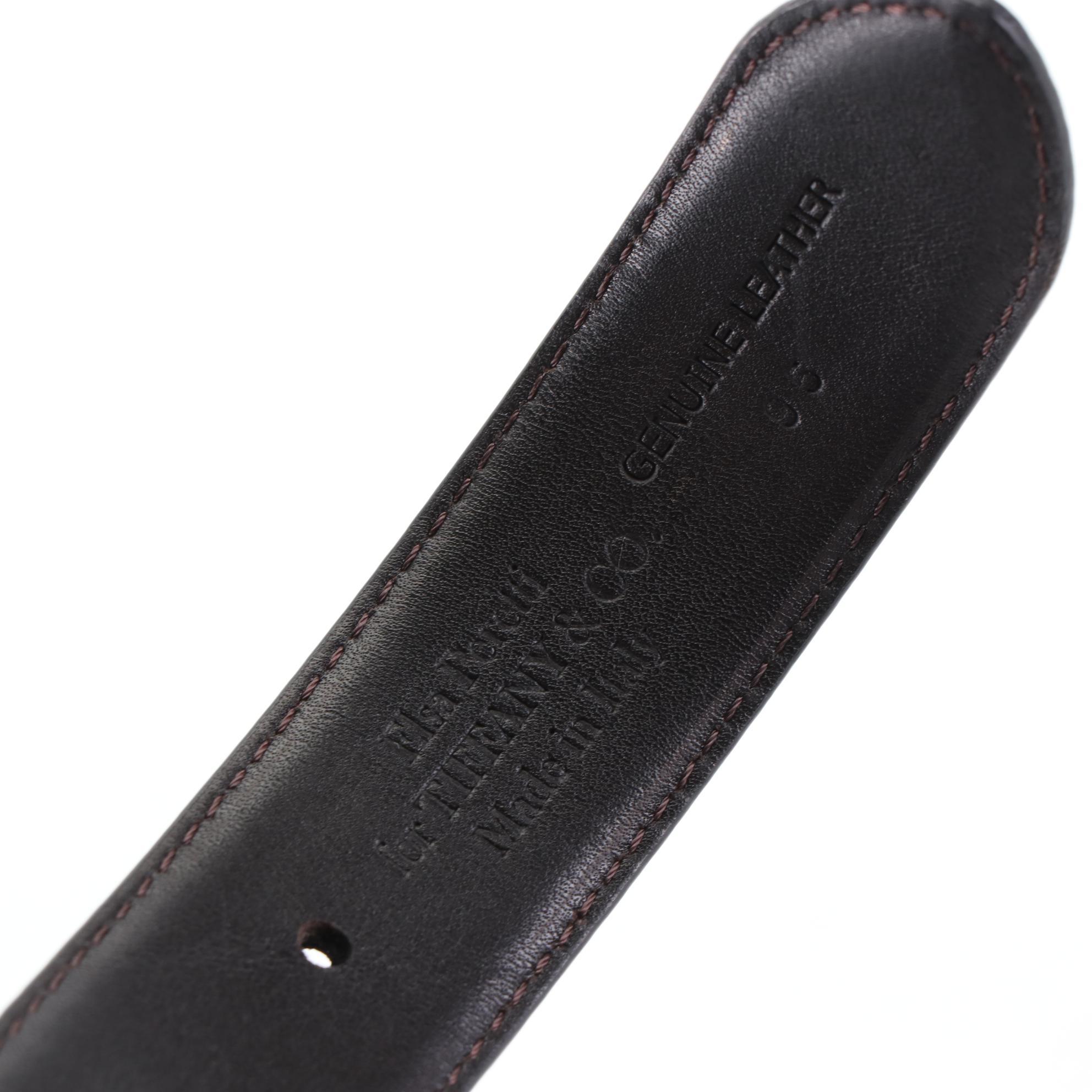 Tiffany & Co. Sterling Silver and Black Saffiano Leather Belt with Box