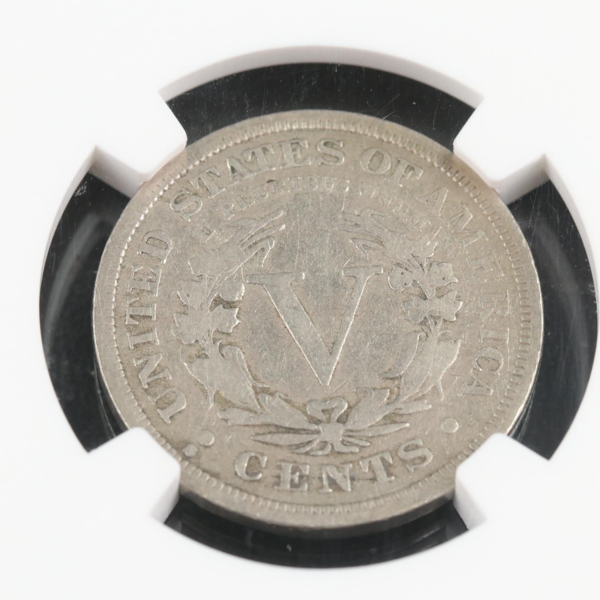 NGC Fine Details Scratches 1912-S Liberty Nickel With Partial Liberty