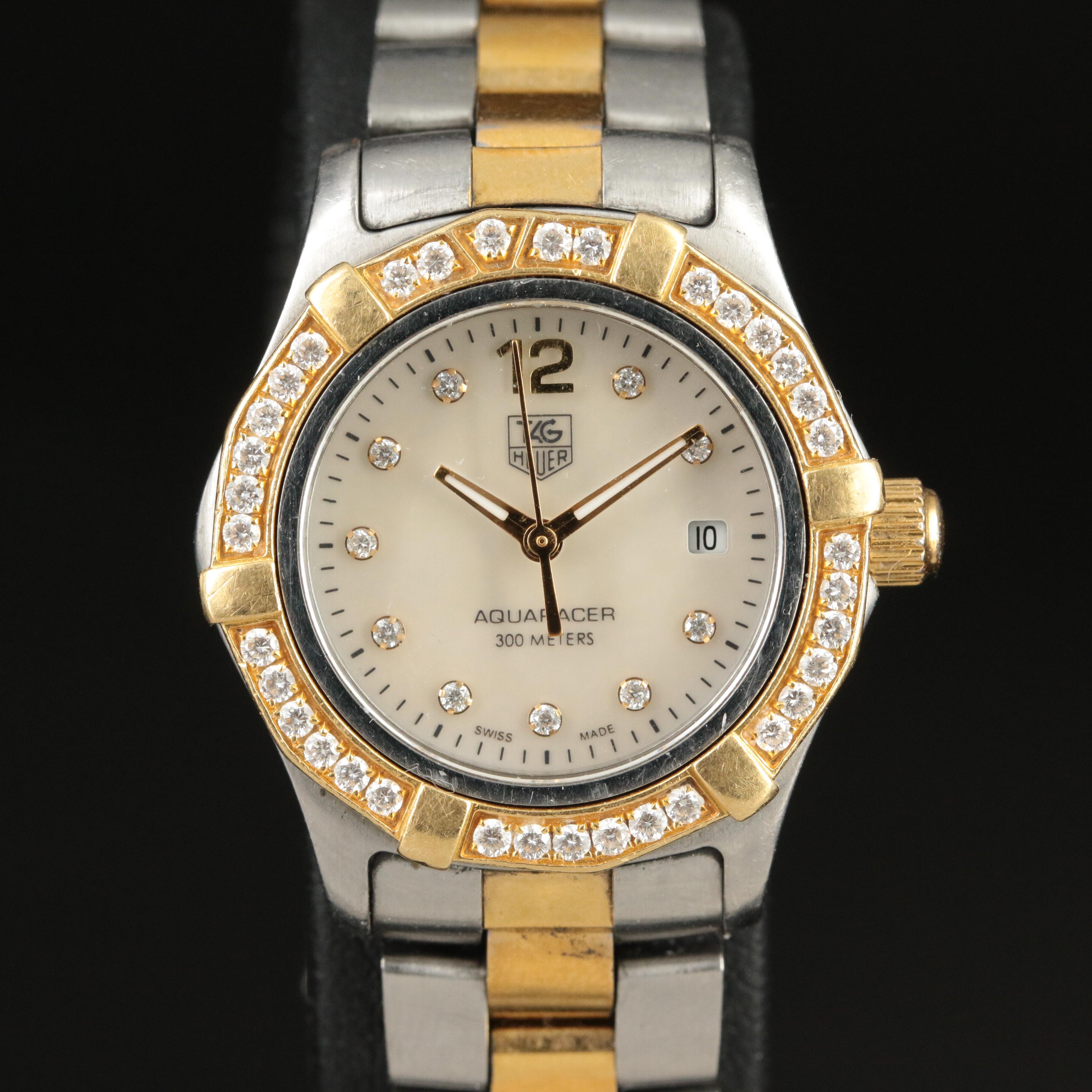 TAG Heuer Aquaracer Diamond and Gold-Plated Quartz Watch