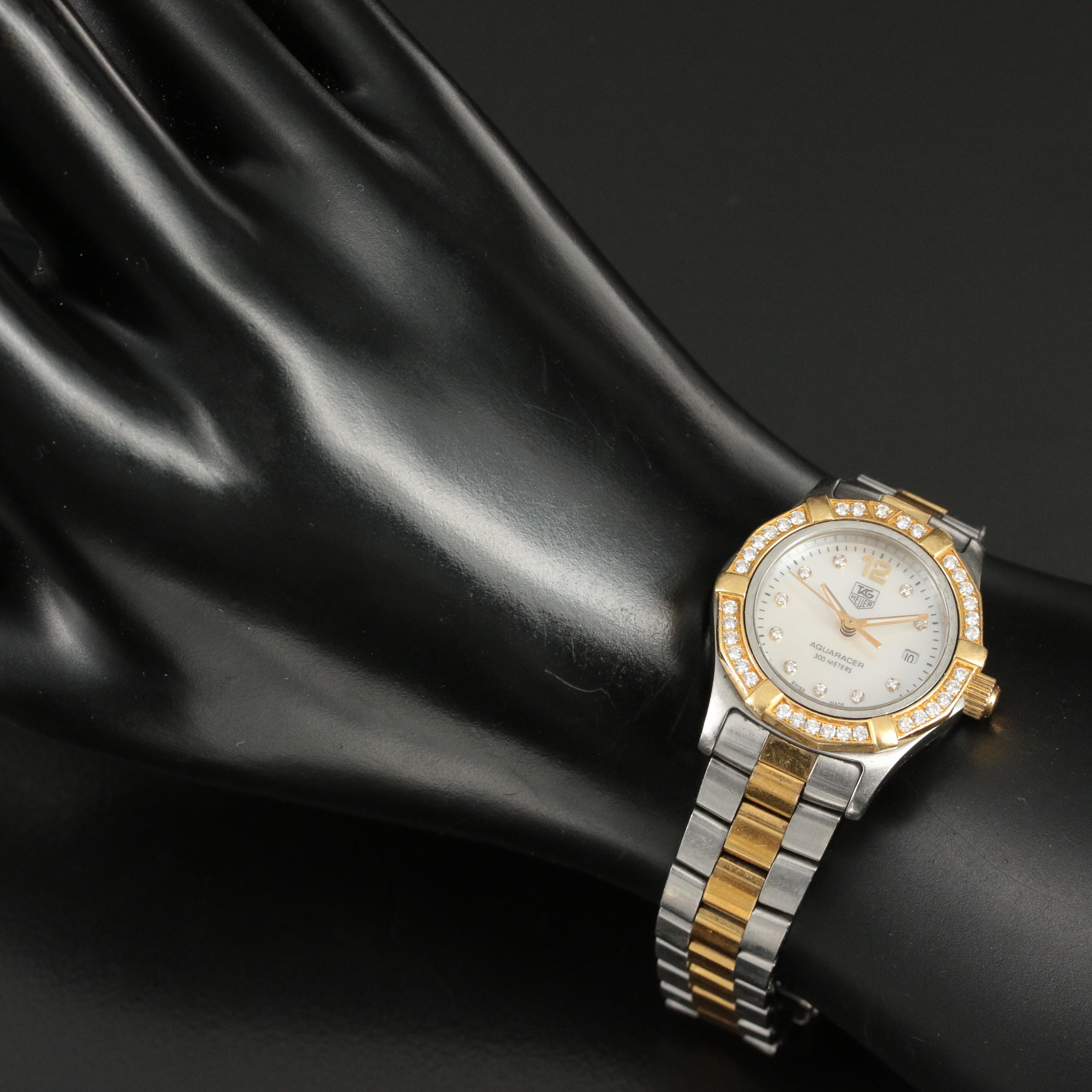 TAG Heuer Aquaracer Diamond and Gold-Plated Quartz Watch