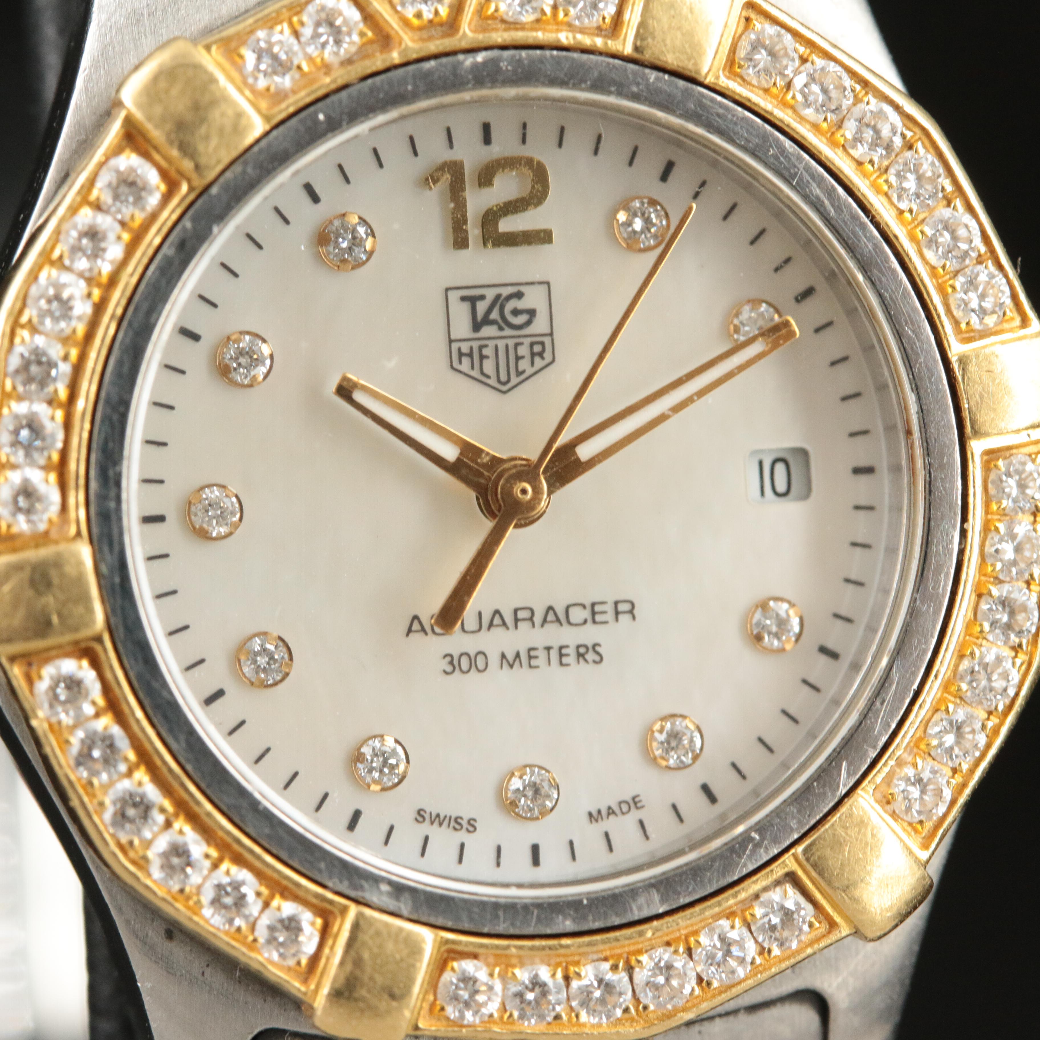 TAG Heuer Aquaracer Diamond and Gold-Plated Quartz Watch