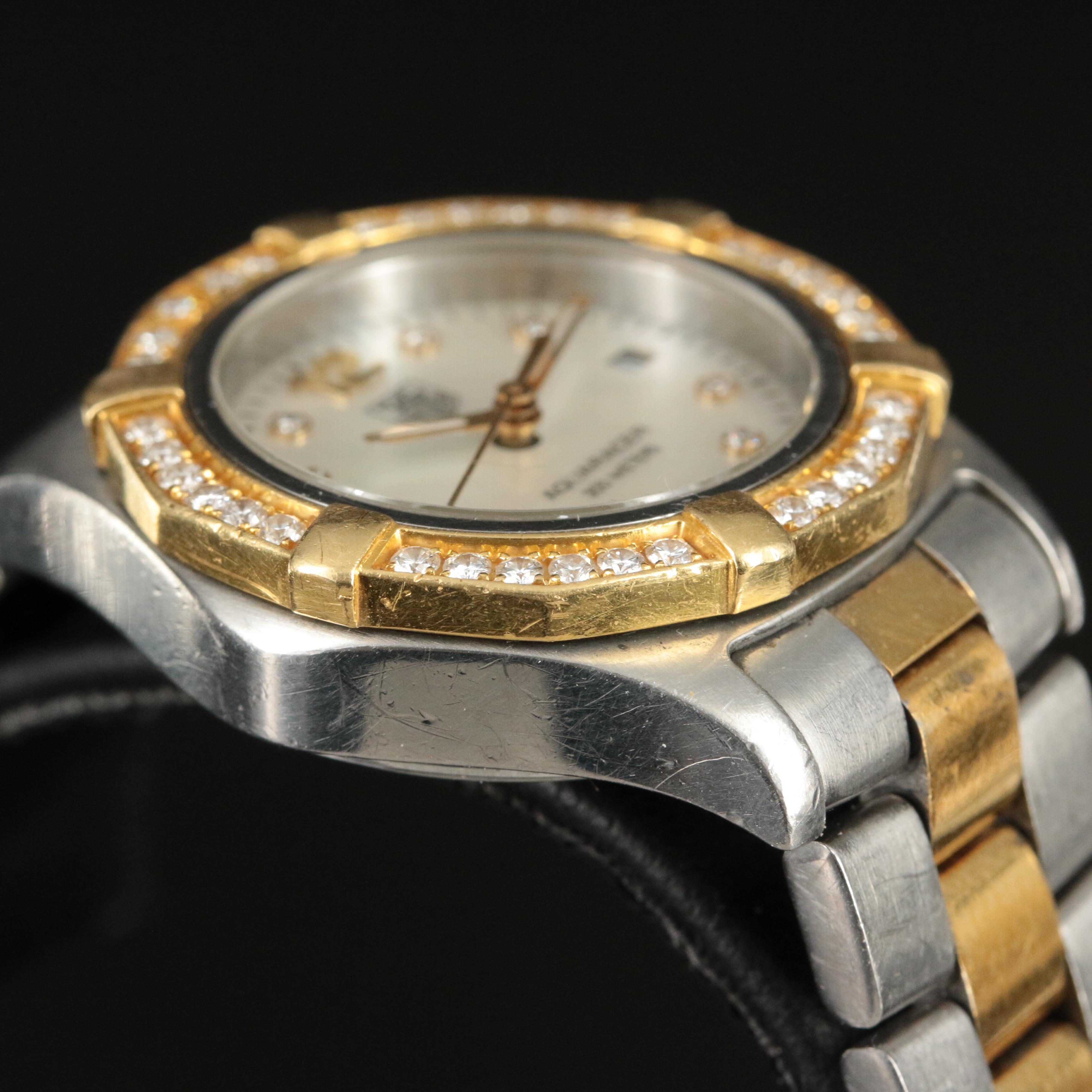 TAG Heuer Aquaracer Diamond and Gold-Plated Quartz Watch