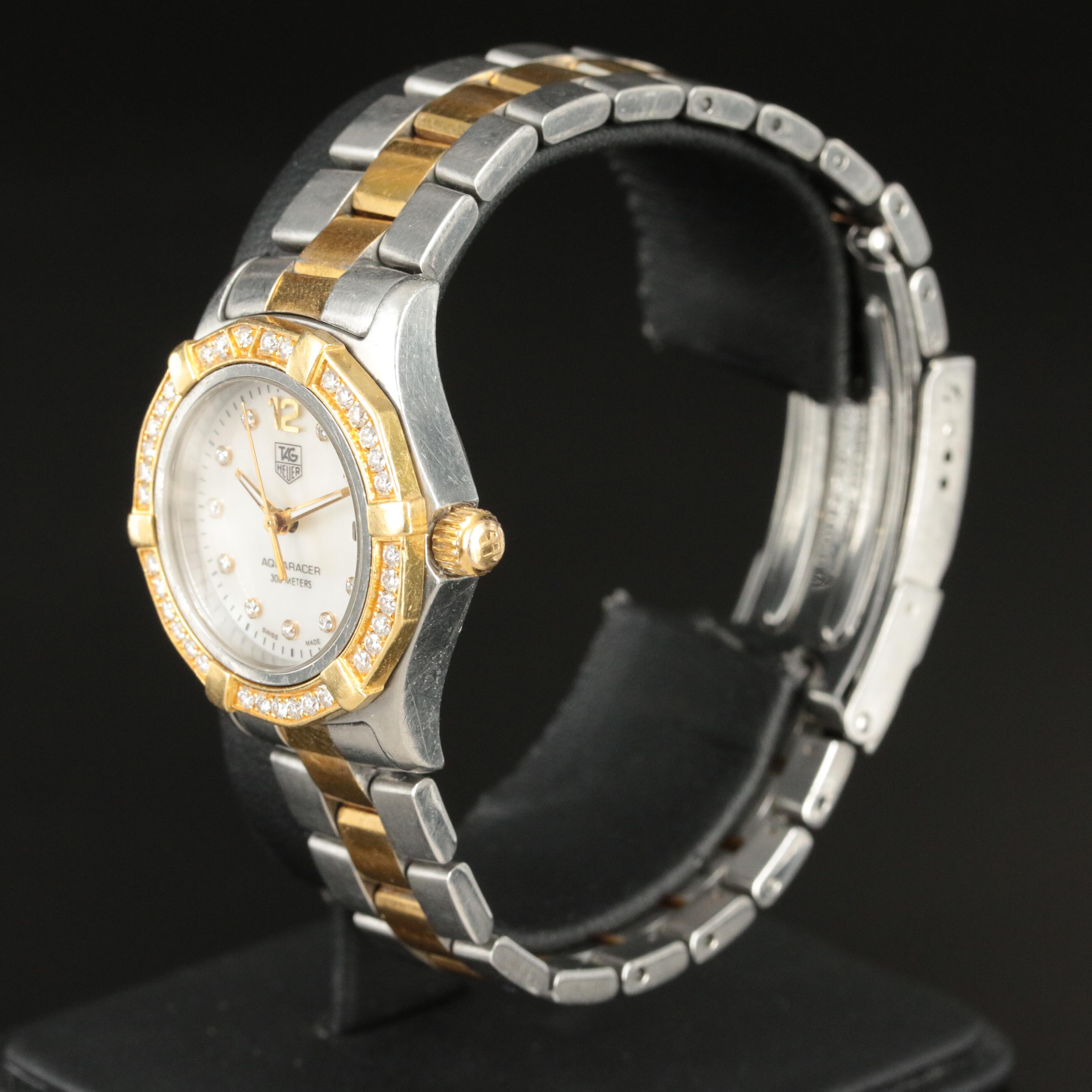TAG Heuer Aquaracer Diamond and Gold-Plated Quartz Watch
