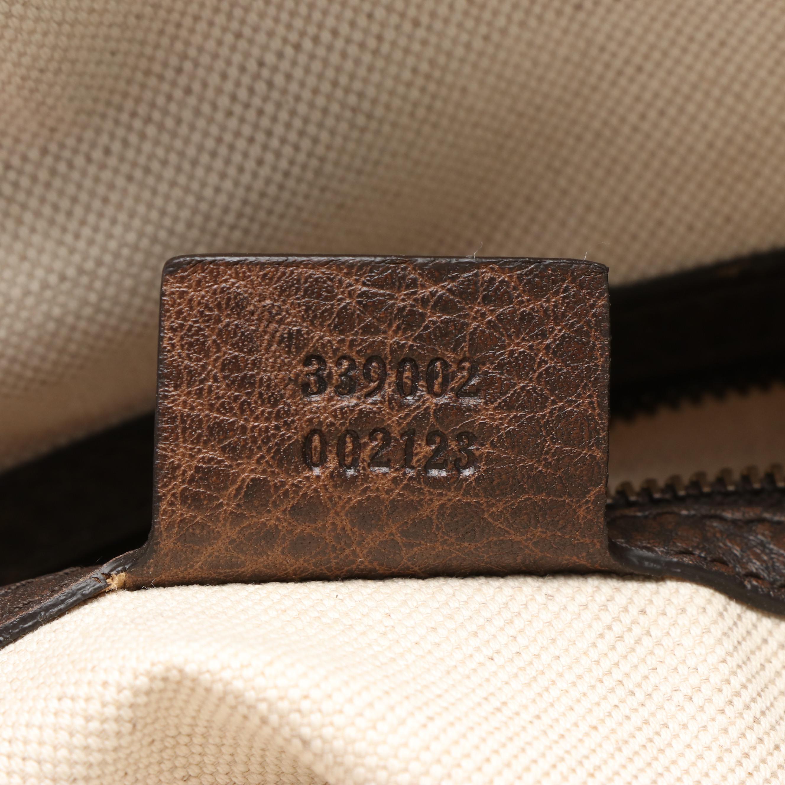 Gucci Laidback Crafty Handbag in Brown Grained Leather with Bamboo Detailing