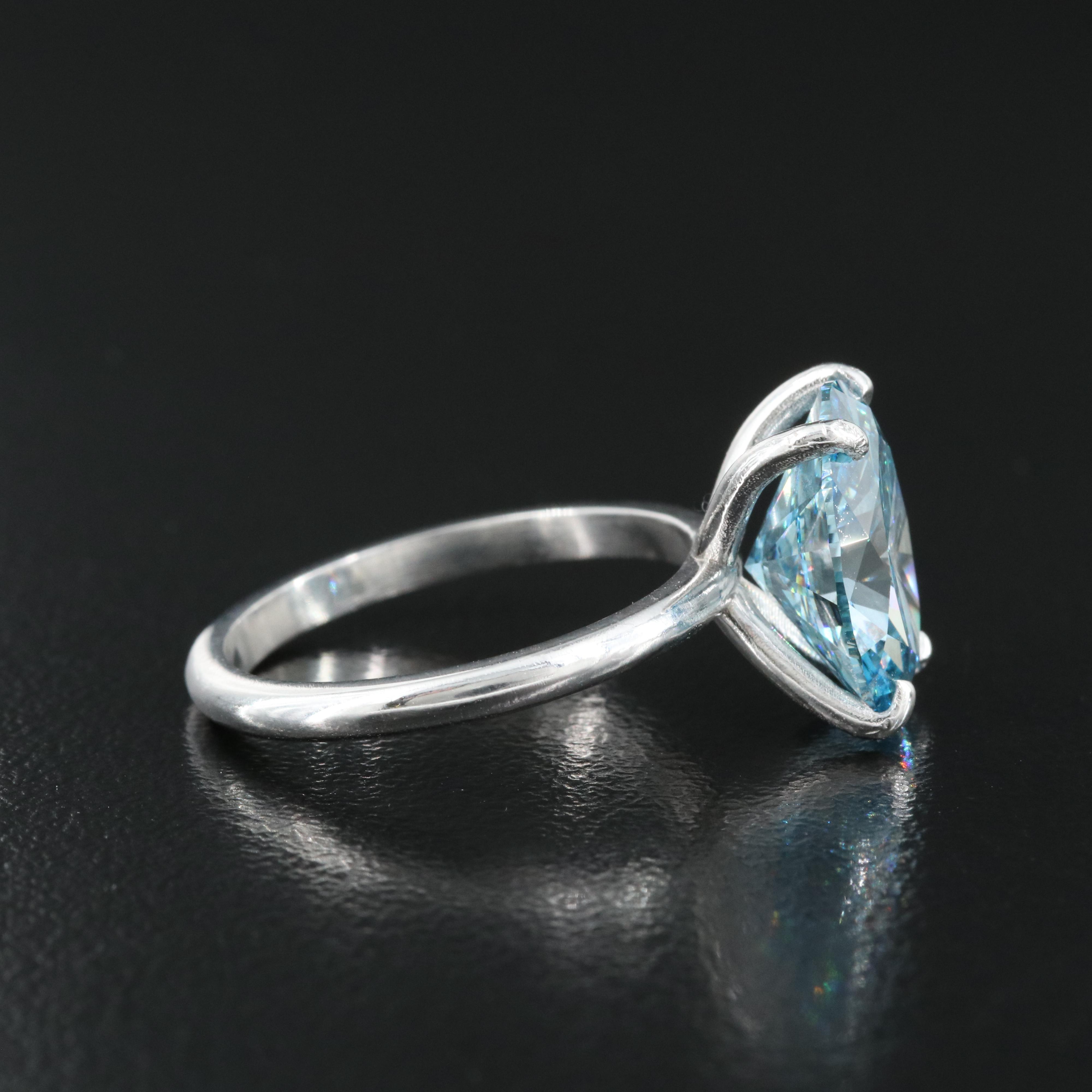 Platinum 4.36 CT Fancy Blue Diamond Solitaire Ring