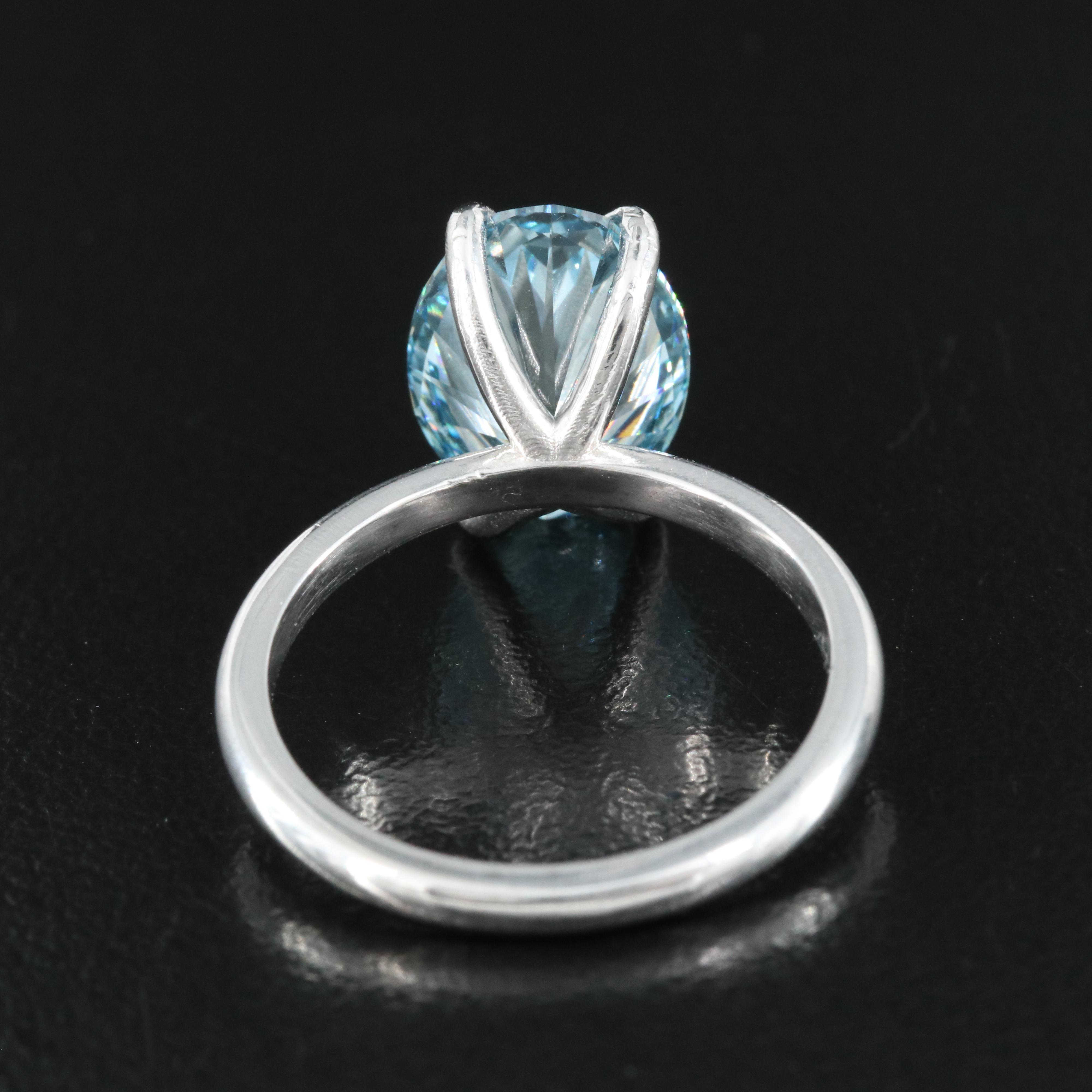 Platinum 4.36 CT Fancy Blue Diamond Solitaire Ring