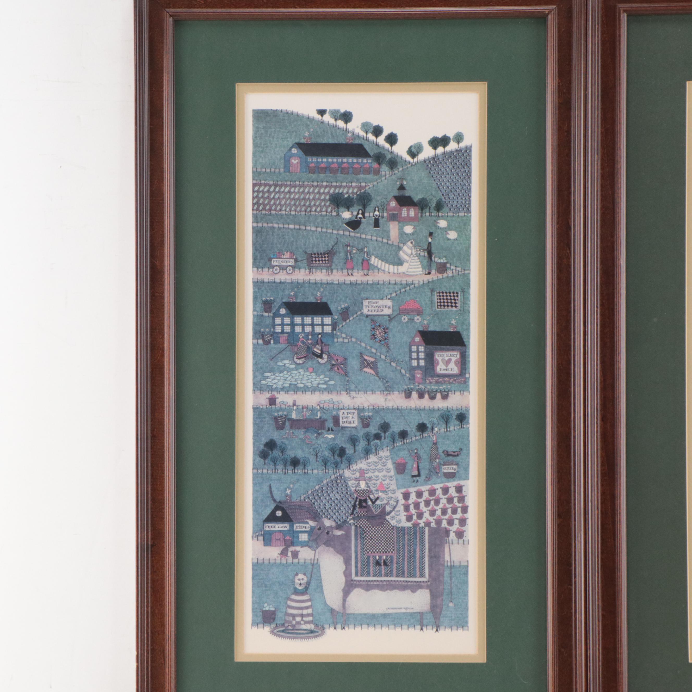 Catherine Grunewald Folk Art Offset Lithographs