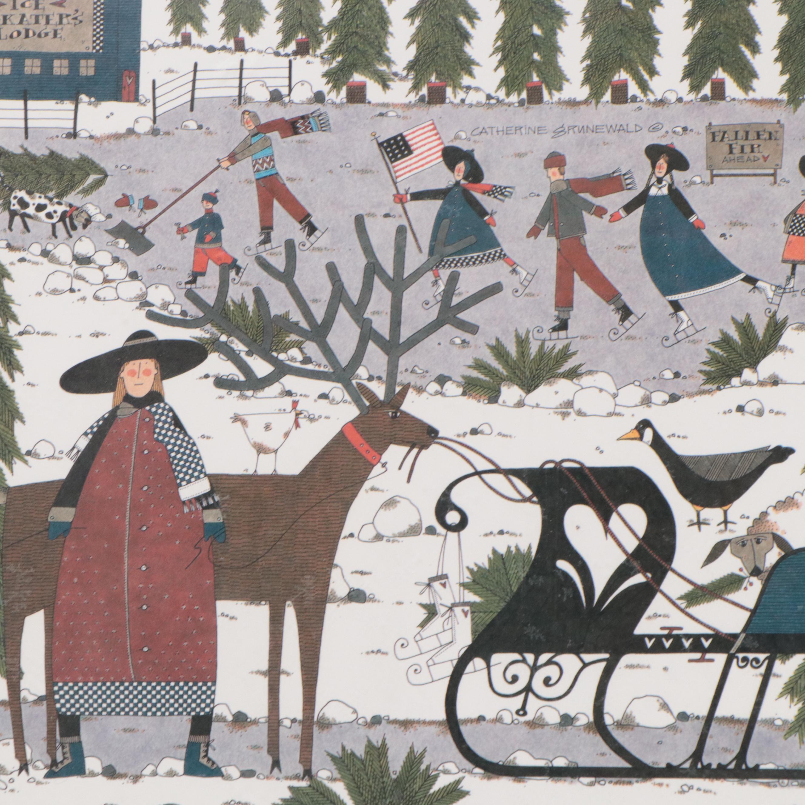 Catherine Grunewald Folk Art Offset Lithographs