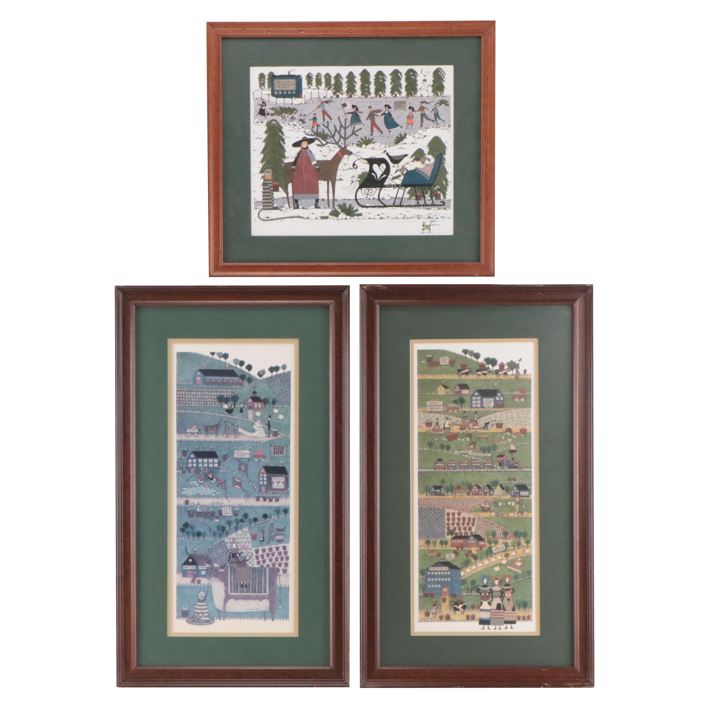 Catherine Grunewald Folk Art Offset Lithographs