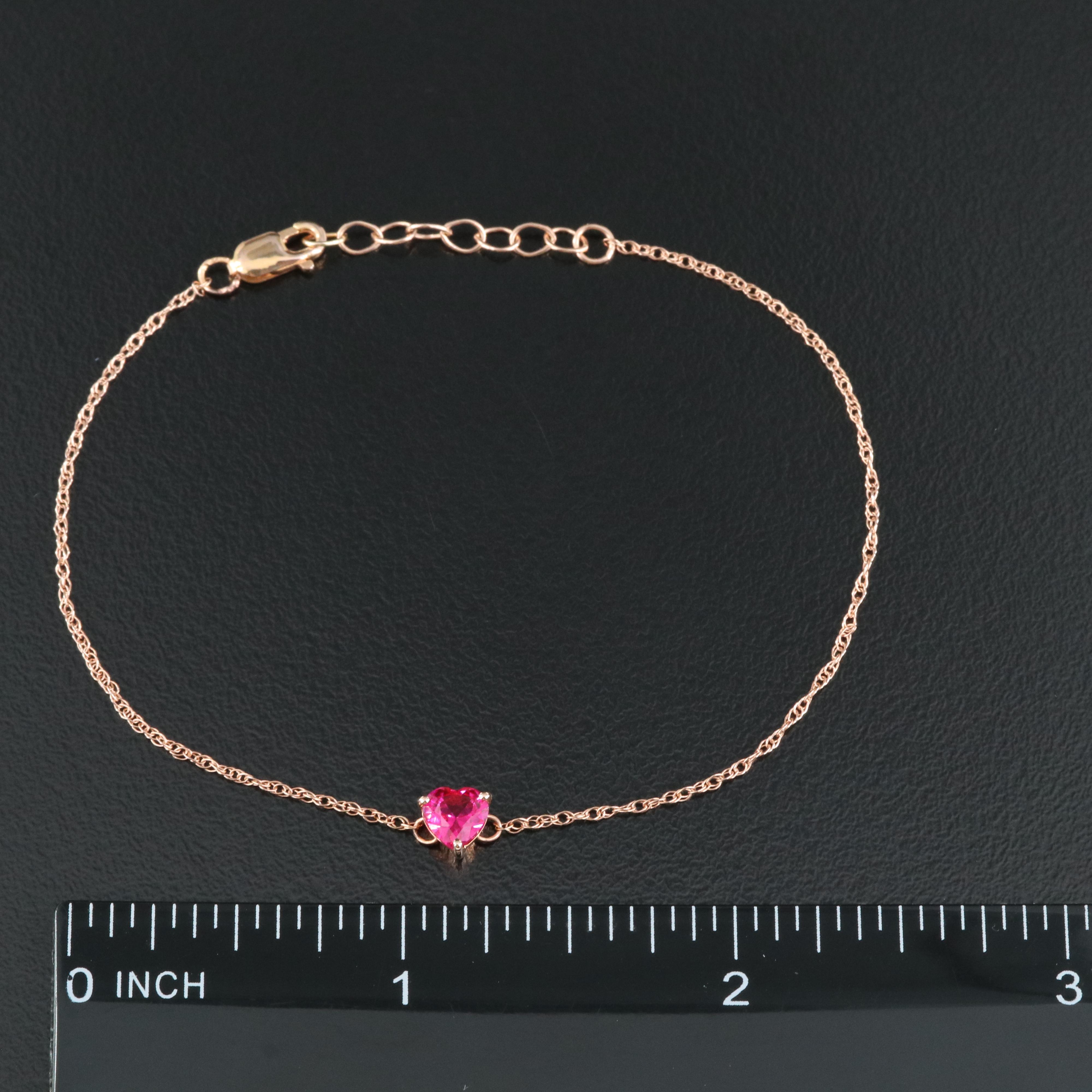 10K Rose Gold Ruby Heart Bracelet