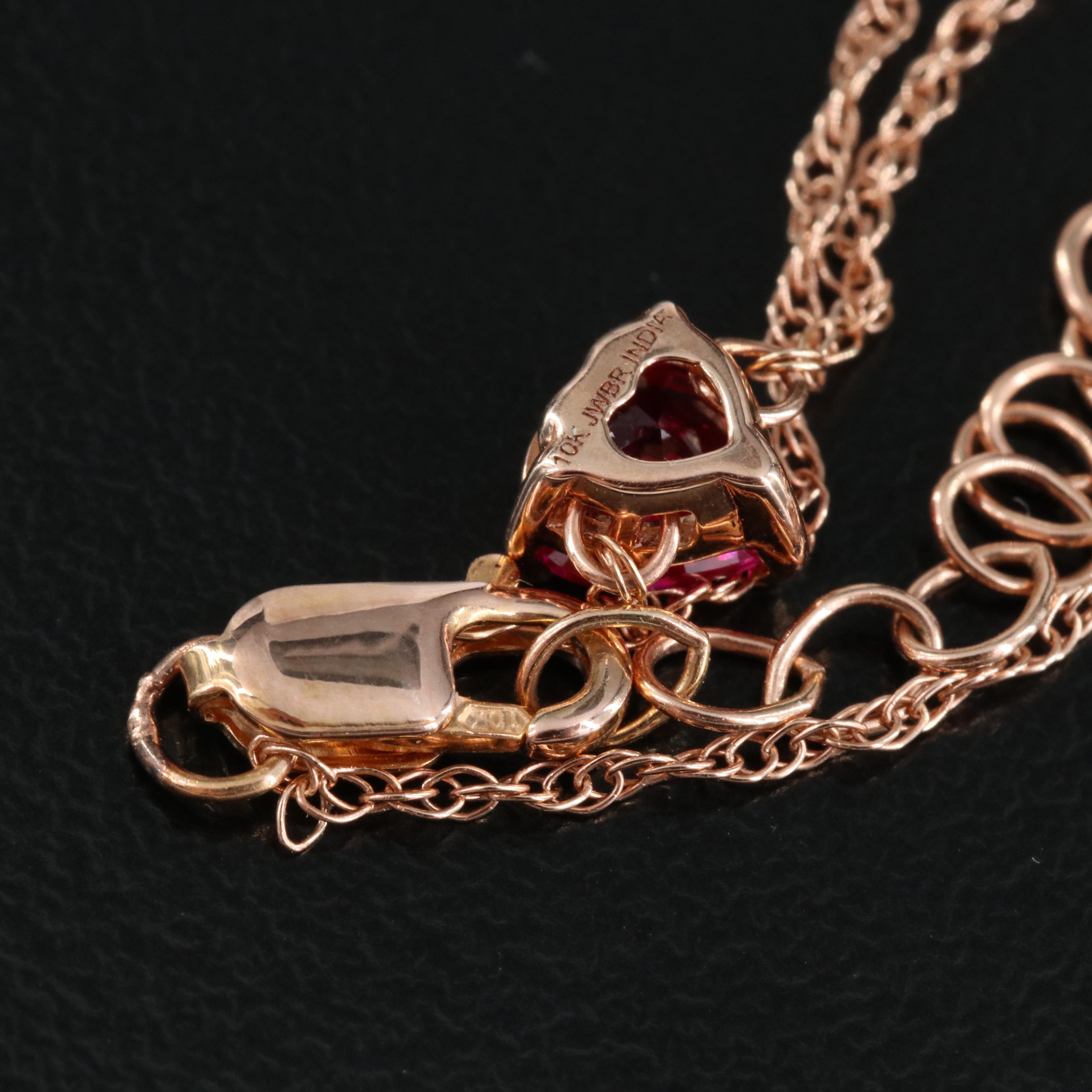 10K Rose Gold Ruby Heart Bracelet
