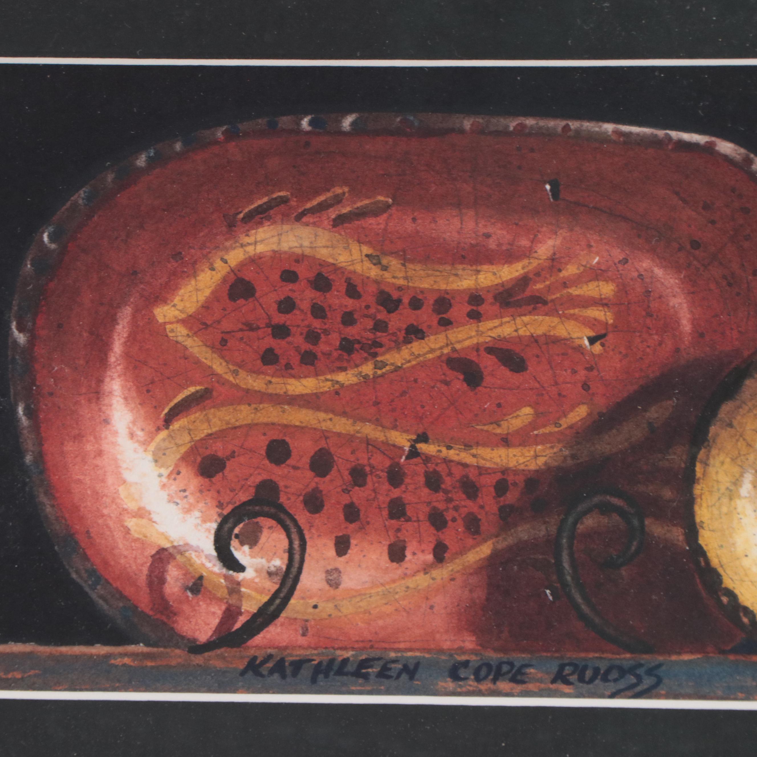 Kathleen Cope Ruoss Watercolor and Gouache Painting "Shooner's Ugly Green Vase"