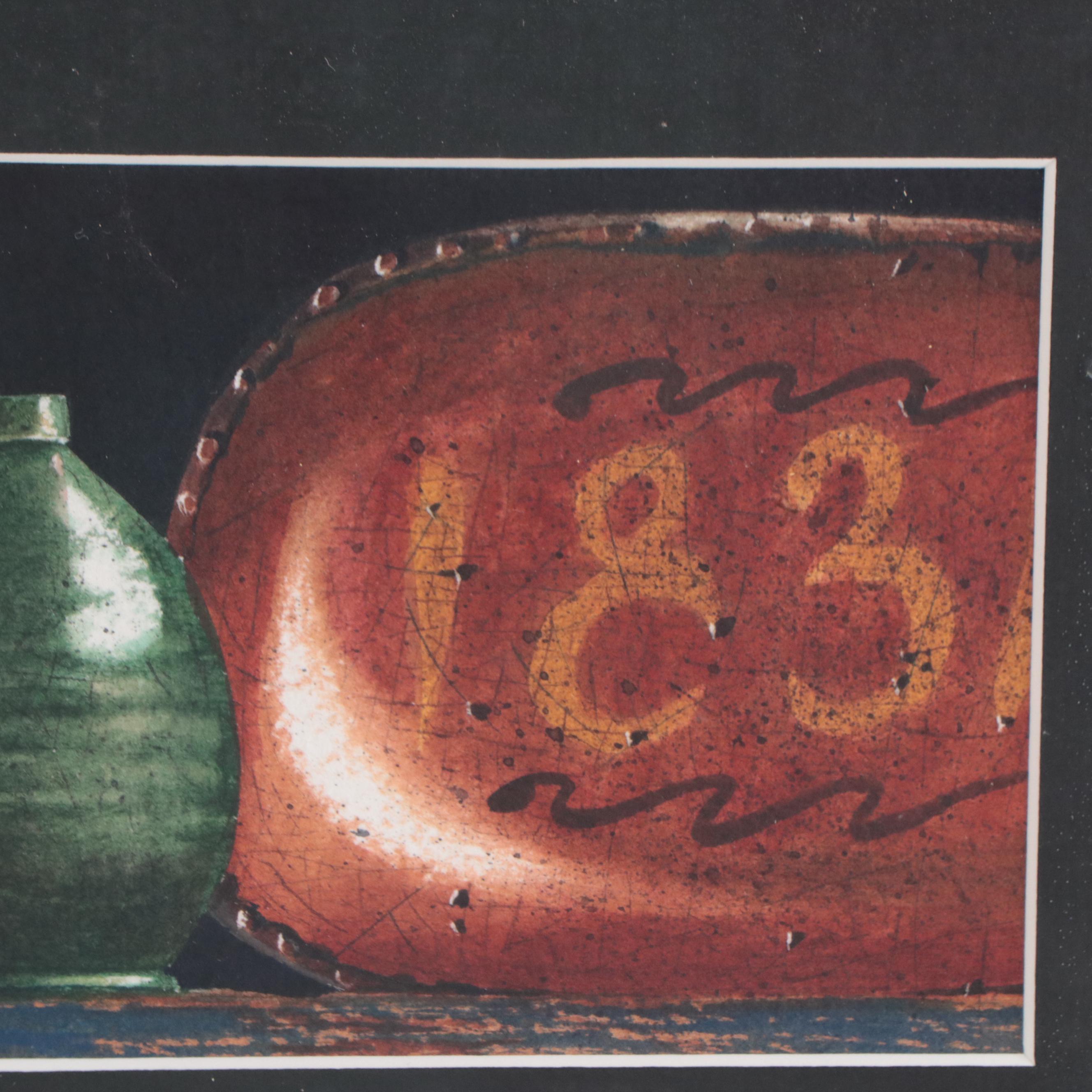 Kathleen Cope Ruoss Watercolor and Gouache Painting "Shooner's Ugly Green Vase"