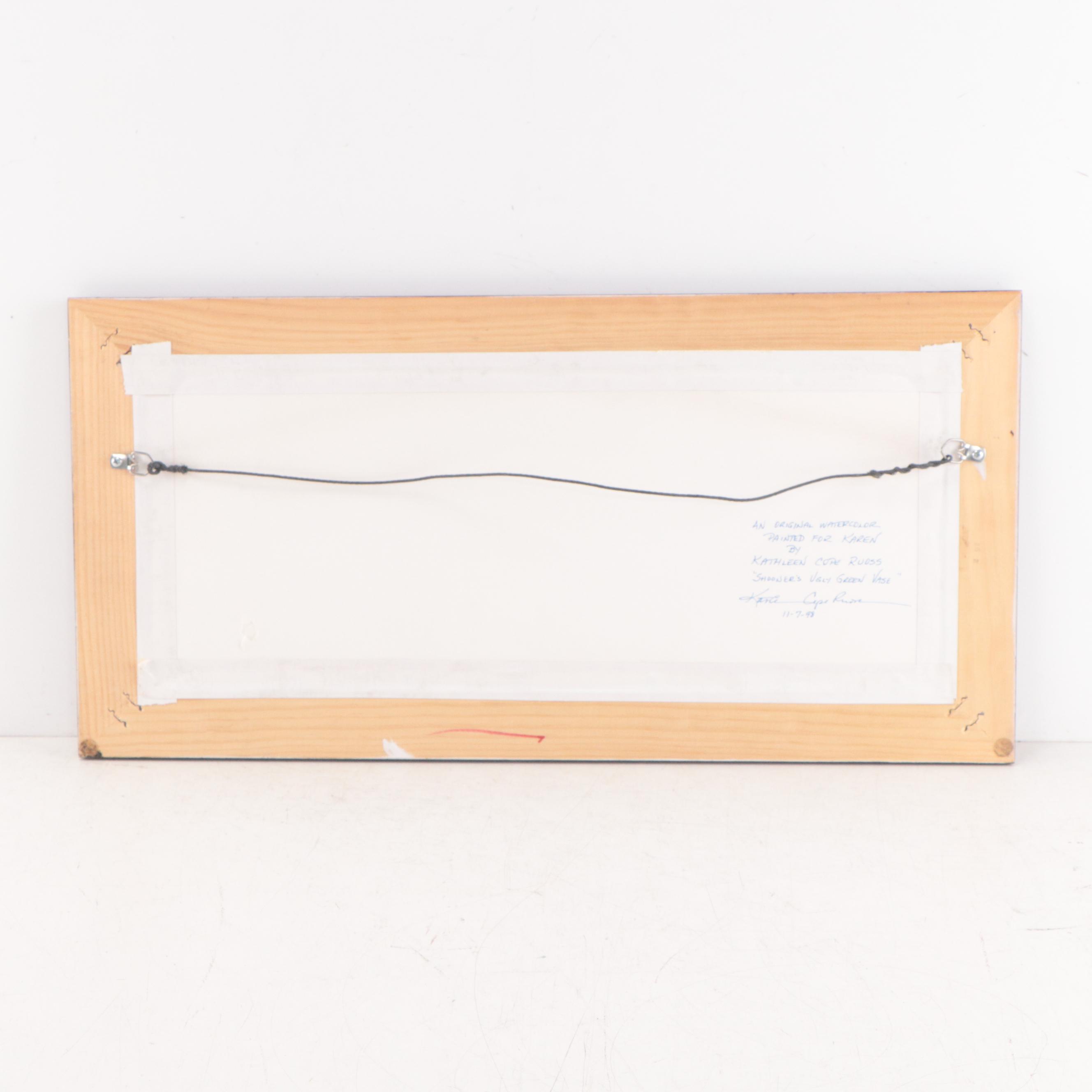 Kathleen Cope Ruoss Watercolor and Gouache Painting "Shooner's Ugly Green Vase"