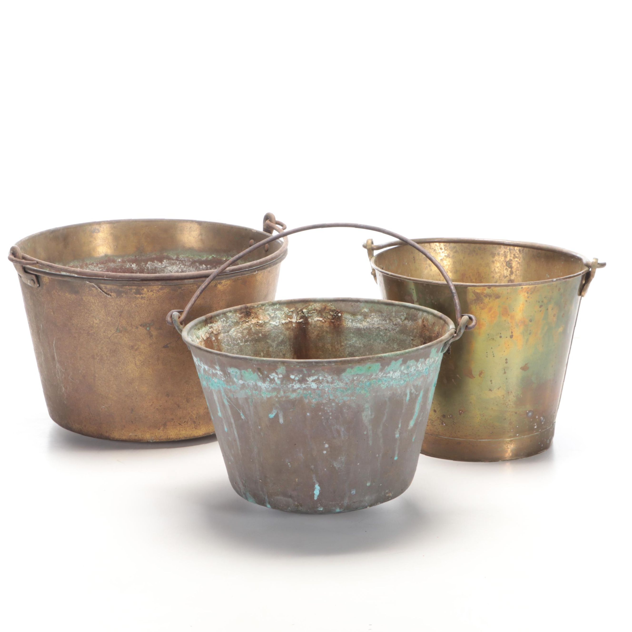 Brass Bucket with Bail Handles, 20th Century EBTH