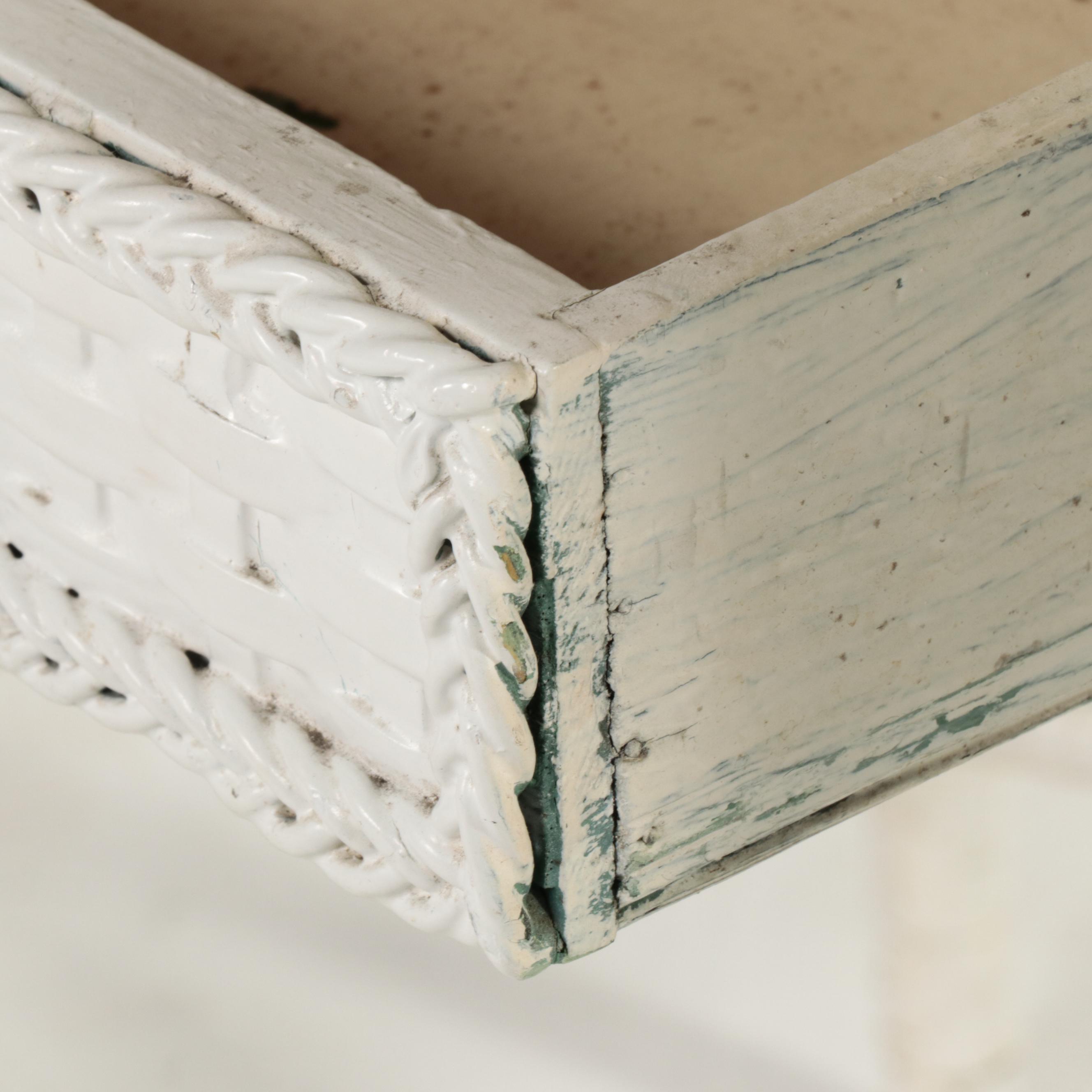 White-Painted Wicker Vanity Table, Late 20th Century