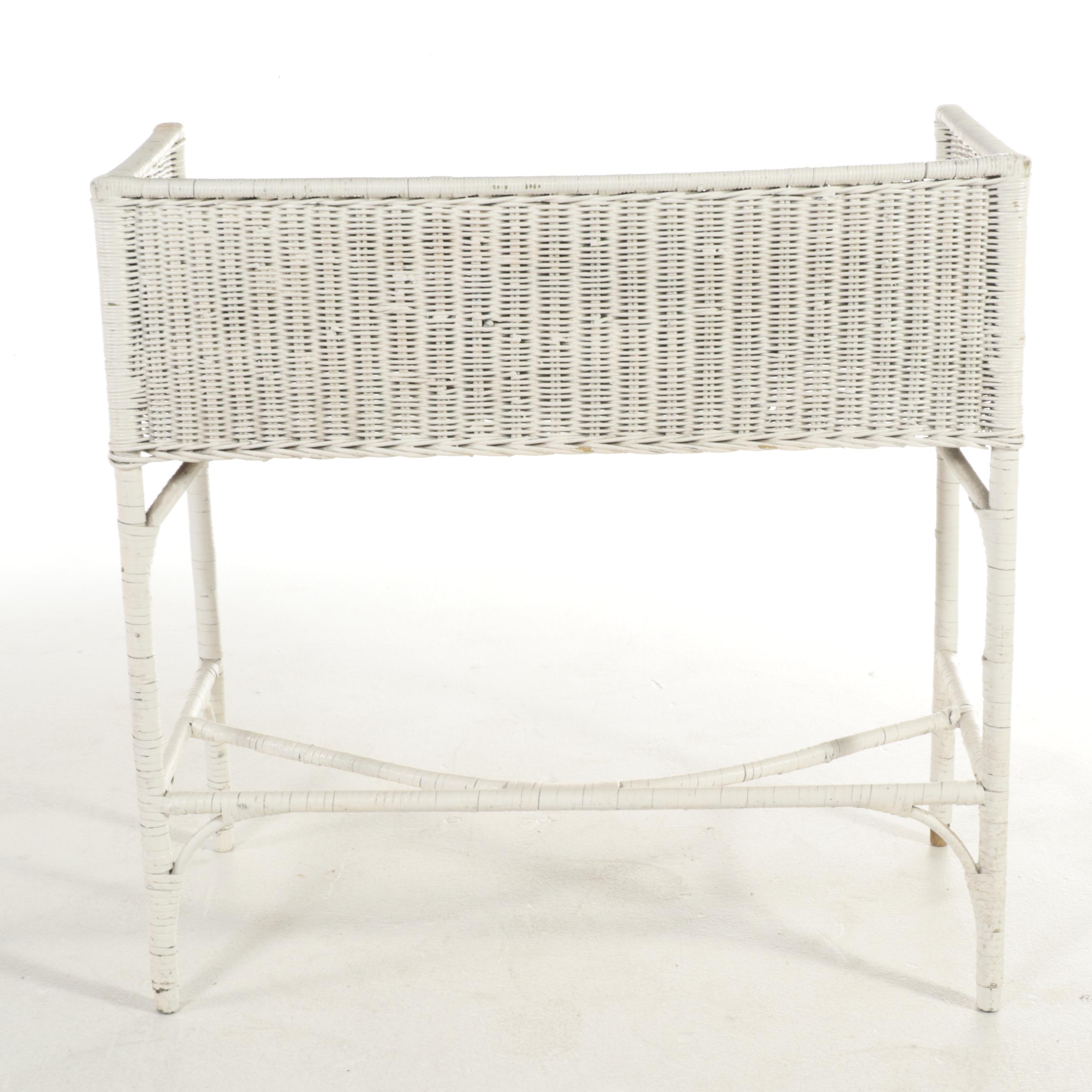 White-Painted Wicker Vanity Table, Late 20th Century