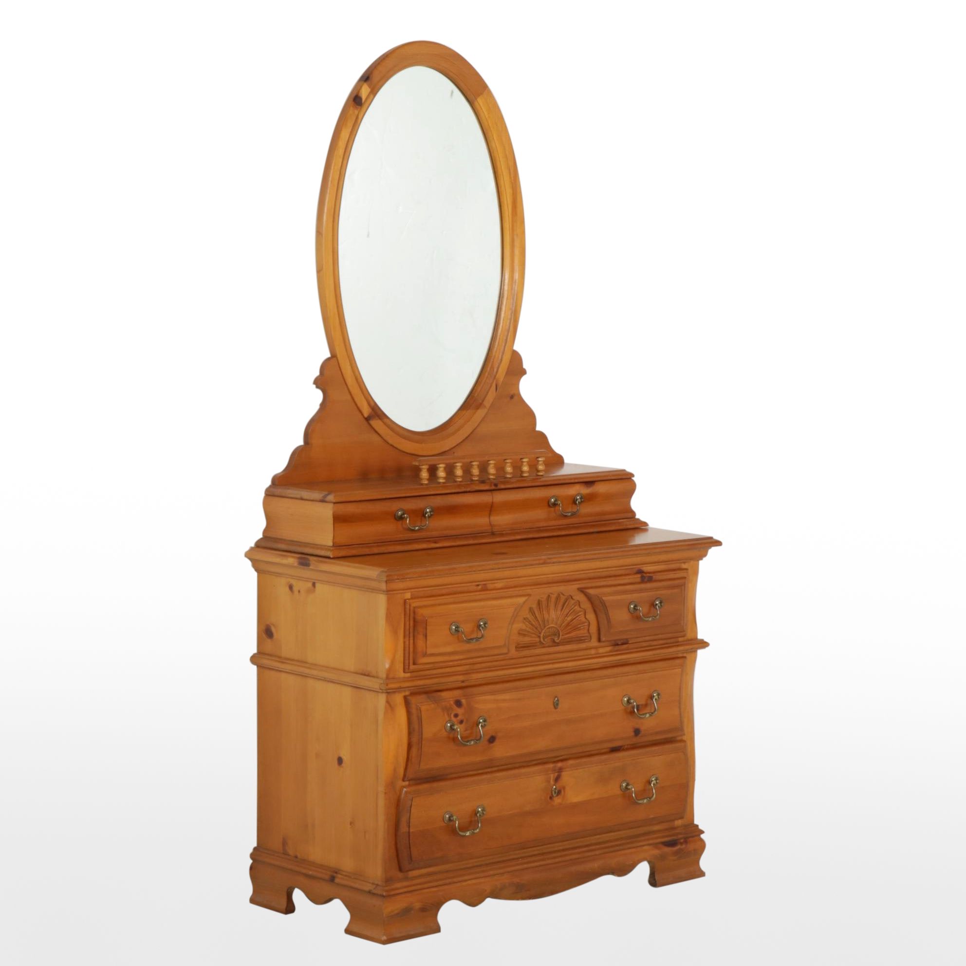 Dixie Furniture American Colonial Style Pine Dresser with Mirror