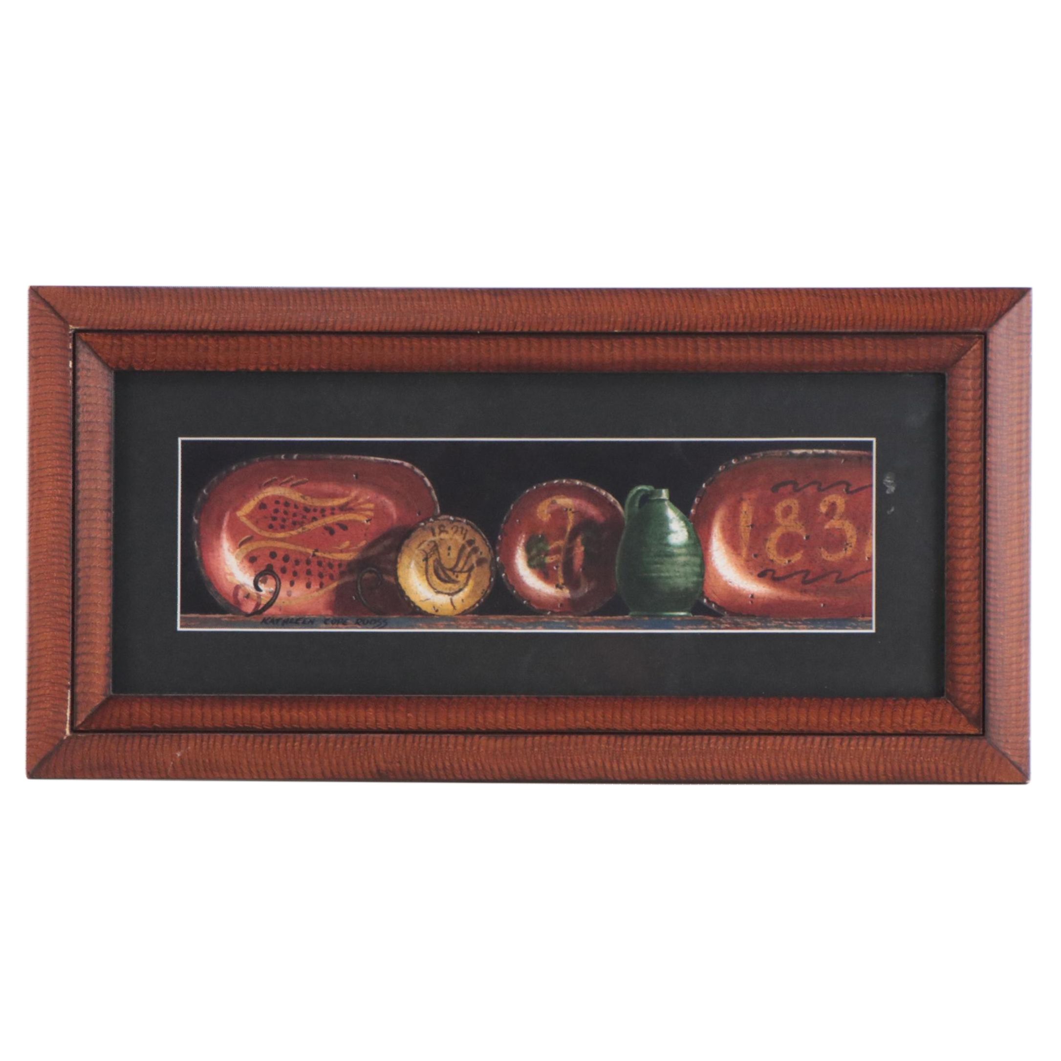 Kathleen Cope Ruoss Watercolor and Gouache Painting "Shooner's Ugly Green Vase"