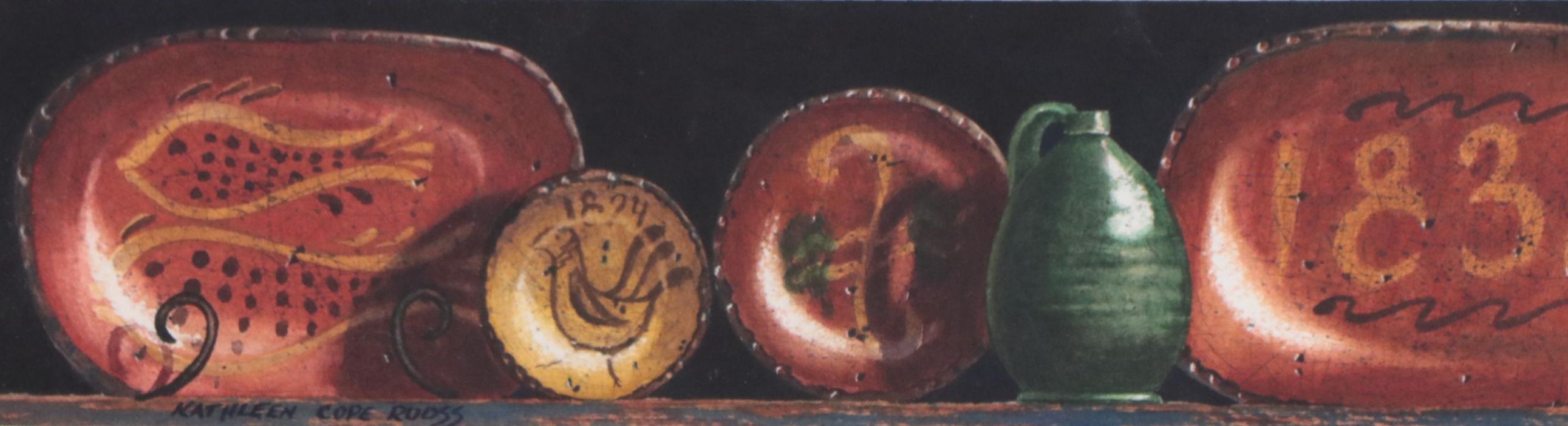 Kathleen Cope Ruoss Watercolor and Gouache Painting "Shooner's Ugly Green Vase"