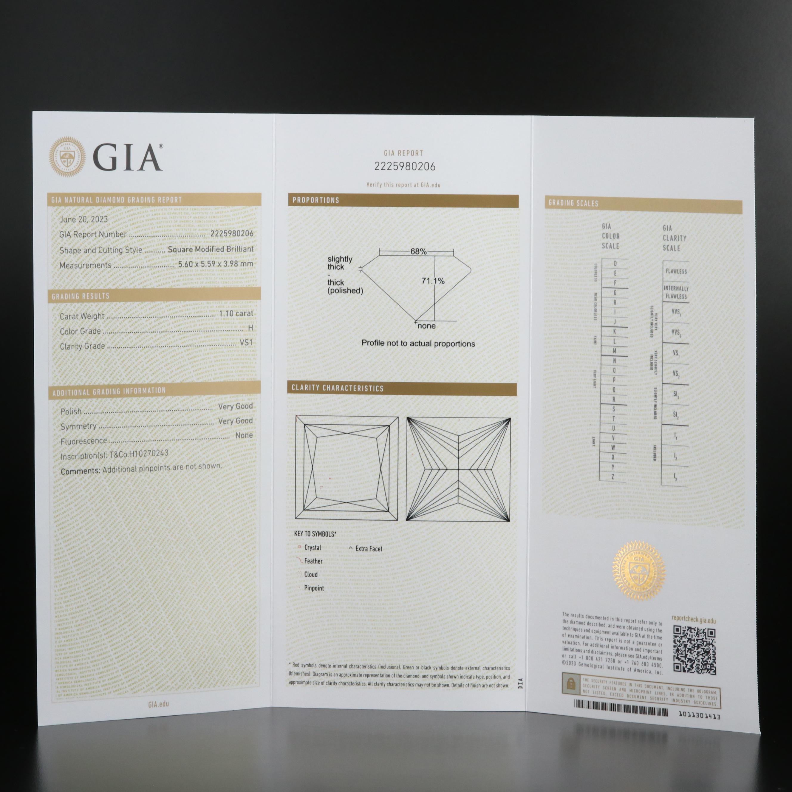 Tiffany & Co. Platinum 1.10 CT Diamond Ring with GIA Report